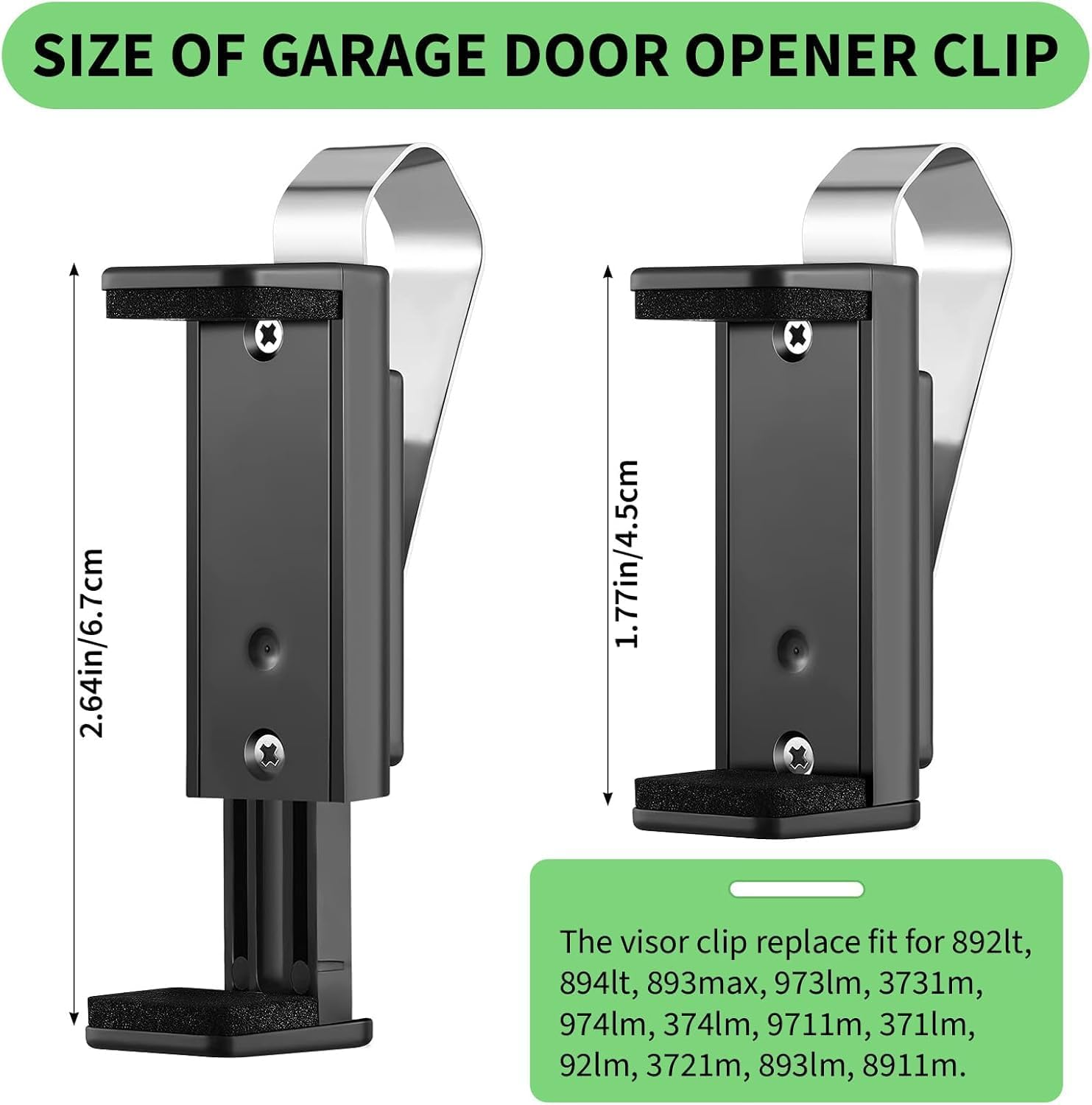 2 Pack Garage Door Opener Clip for Visor, Universal Car Garage Remote Control Holder, Compatible with Liftmaster, Sears and Chamberlain, Fits for 4.5-6.7Cm Remote Control image number 5
