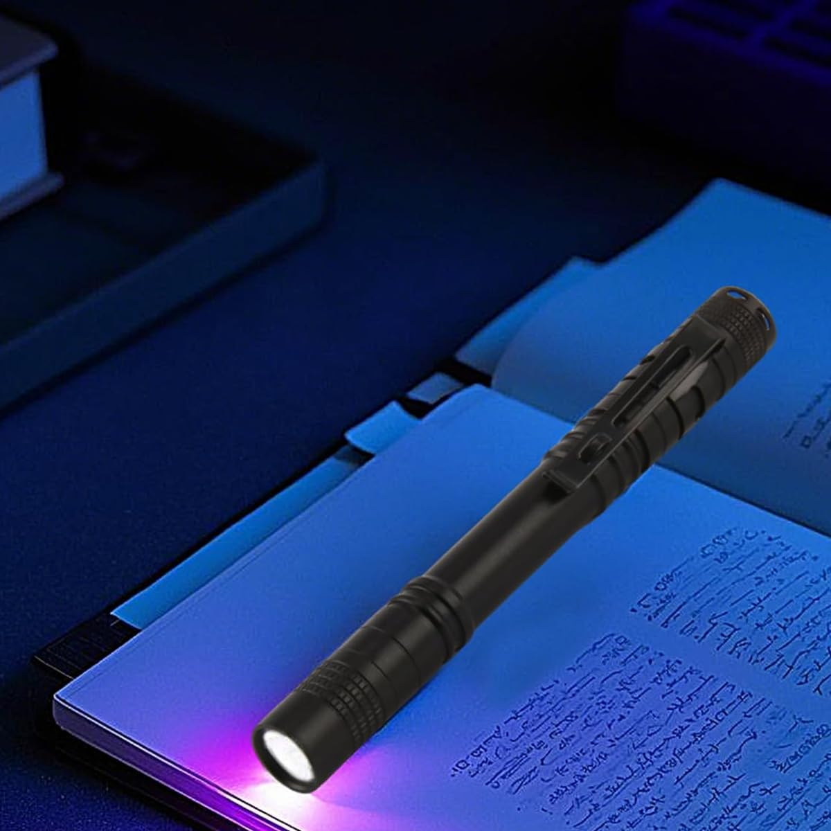 Aluminum Alloy Pen Style Mini Flashlight 2Xaaa Battery Powered 120LM Bright UV Light Portable for Home Outdoor Use image number 4