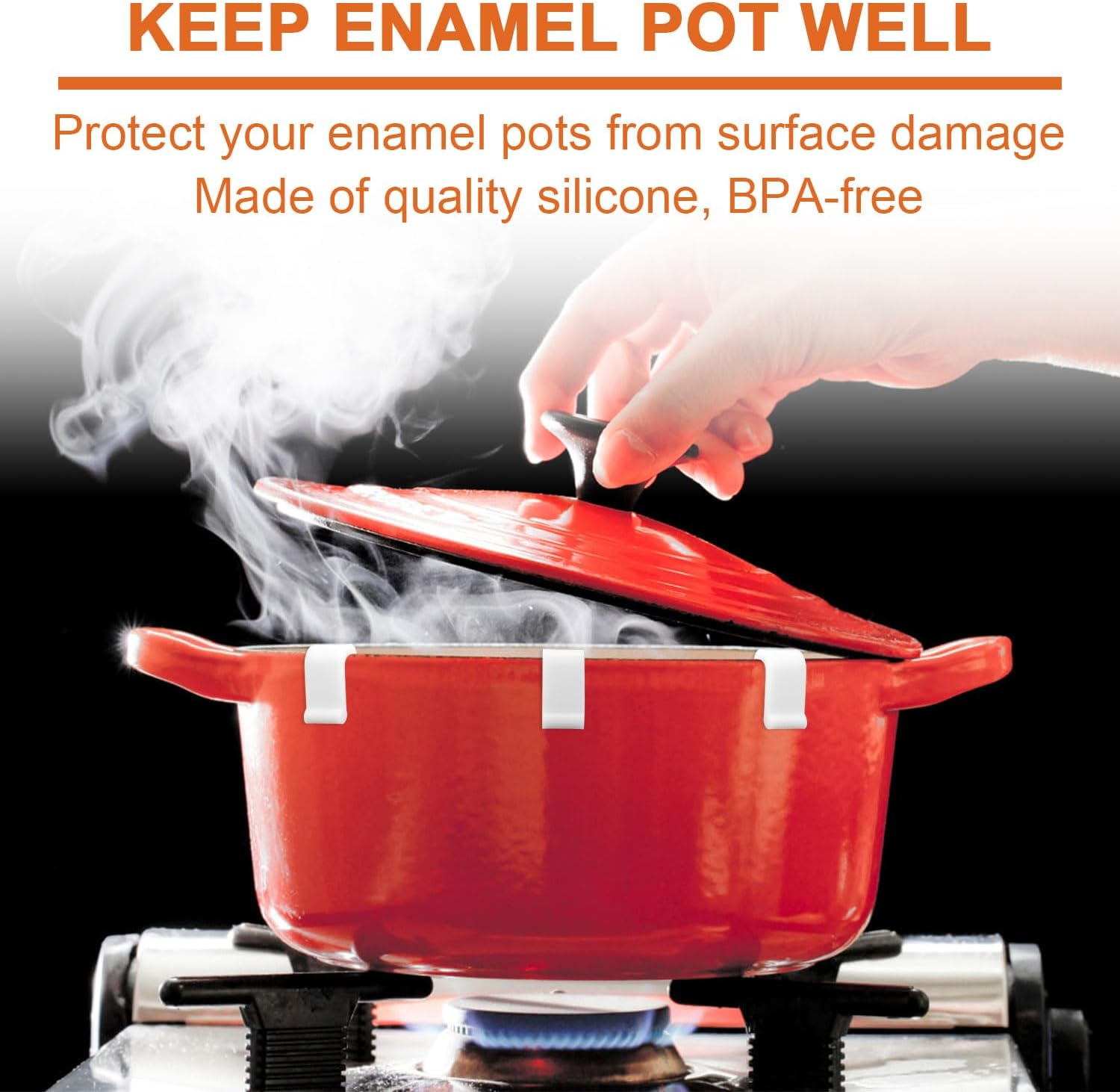 6Pcs Dutch Oven Lid Protector Clips, Cookware Protectors for Stacking Bumpers Lifter Accessories Dutch Oven Pot Protector Clips for Storage and Display of Dutch Oven Pots(White)