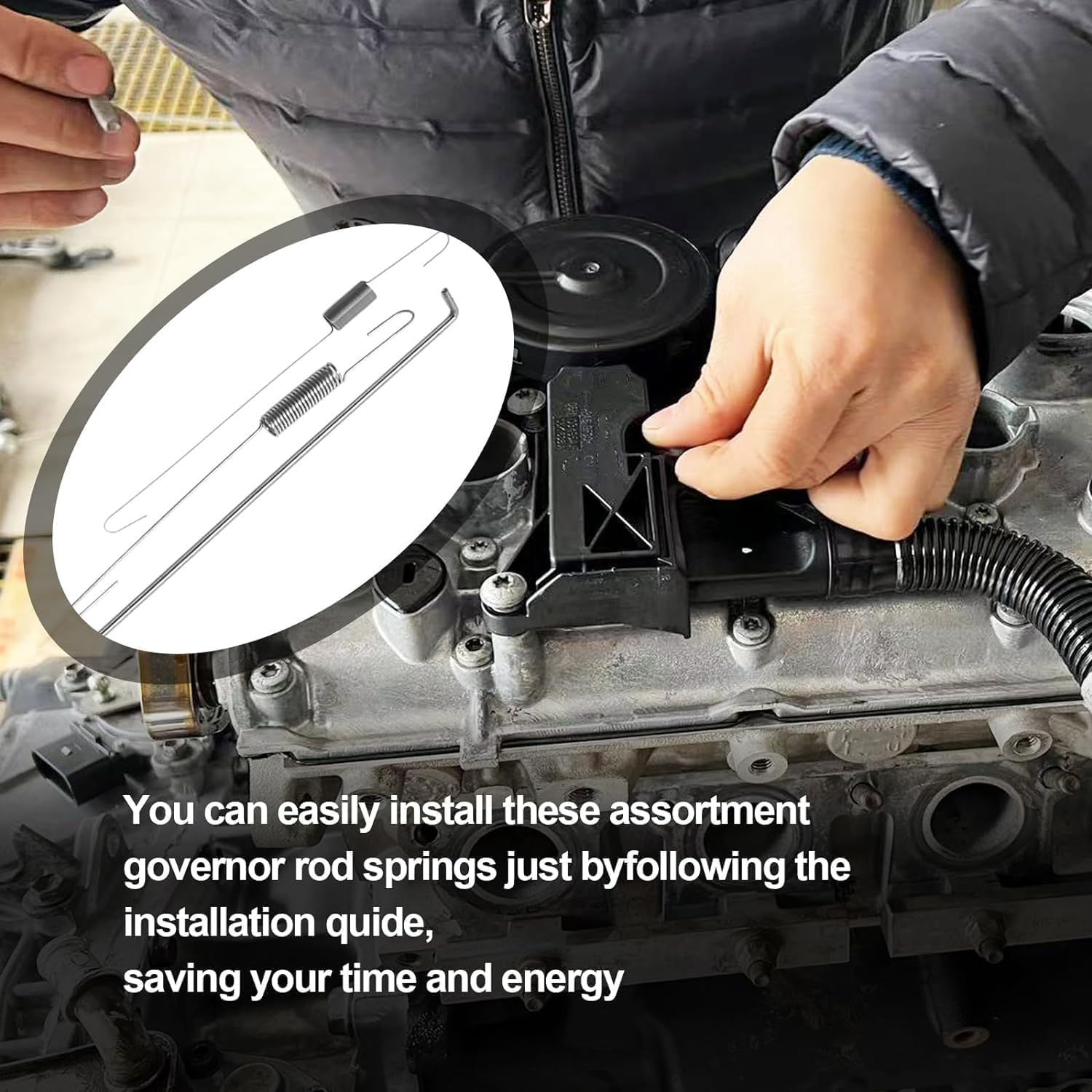 Throttle Return Spring Control Kit, 6Pcs Return Spring Speed Control Governor Link Throttle Governor Link Rod Speed Return Spring Kit,Governor Rod Spring Throttle Return Spring Governor Link 188F 190F image number 5