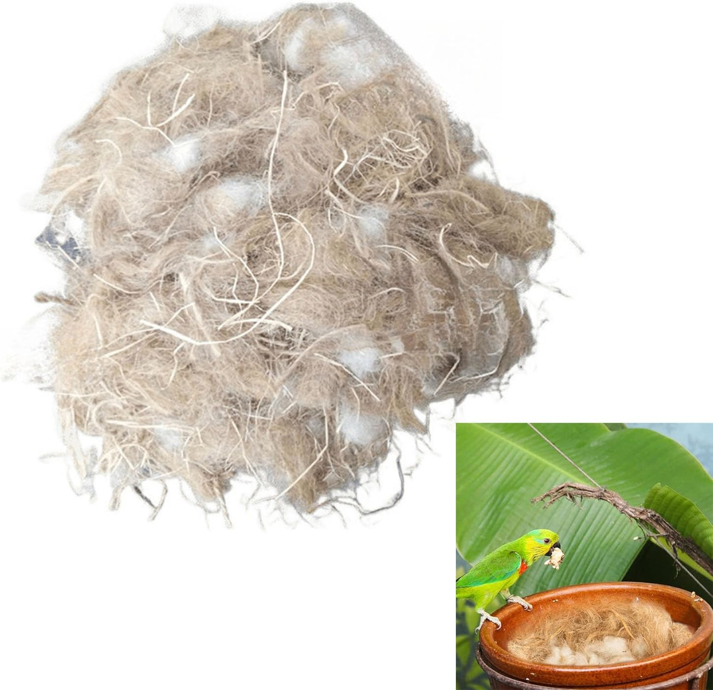 FRYI888YUNK 2 Pack Natural Bird Nesting Material - Safe Nesting Mix for Hummingbirds, Canaries, Finches, Parakeets - Cage, Garden & Tree Trunk Bedding image number 4