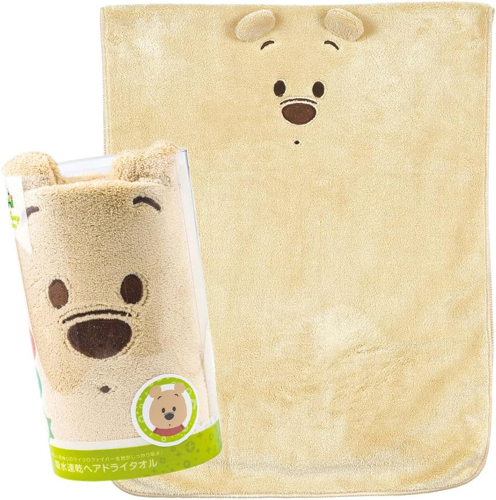 Skater TOC11-A Water Absorbent, Quick-Drying, Animal Towel Cap, Disney, Winnie the Pooh, 9.1 X 6.7 Inches (23 X 17 Cm)