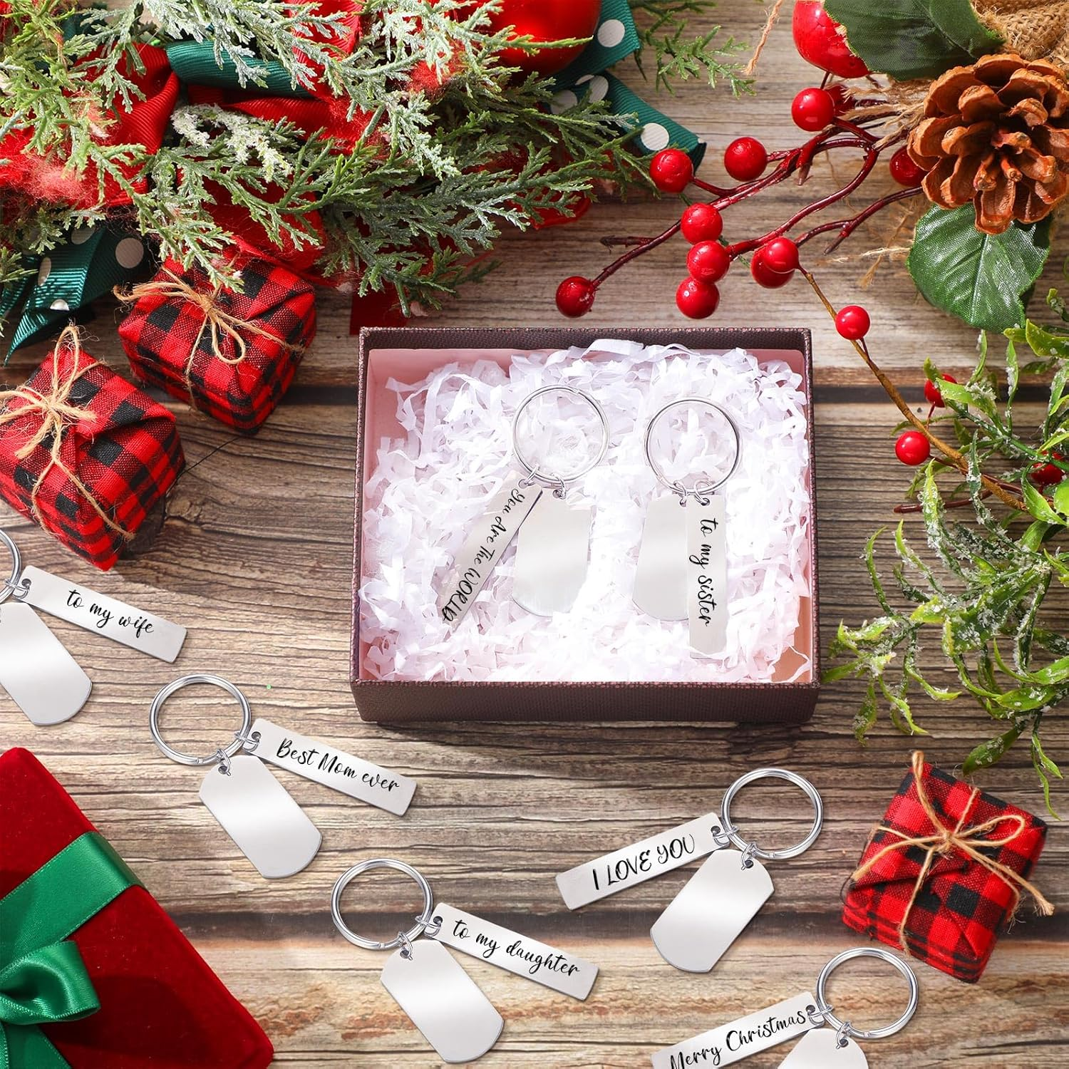 Gisafai 30 Pcs Engravable Metal Keychain Blanks Metal Stamping Blanks for Engraving Stainless Steel Blank Key Ring Tags with Hole Metal Stamping Tags for DIY Craft Engravable Gift (Rectangle) image number 1