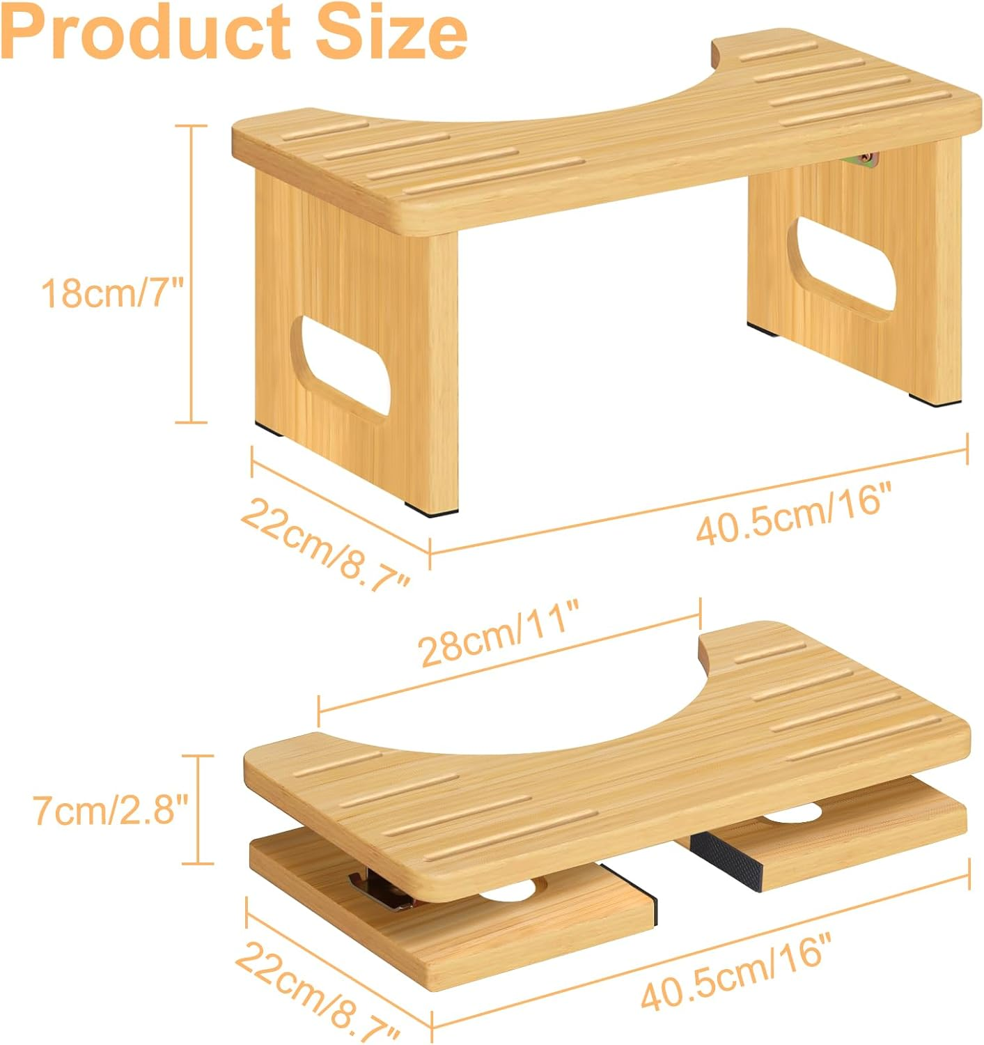 Raylove Toilet Stool Squat Adult Foldable 7 Inch Poop Stool - Portable Bathroom Stool for Adults with Easy Storage, Relieves Bloating & Straining, Natural Color image number 1