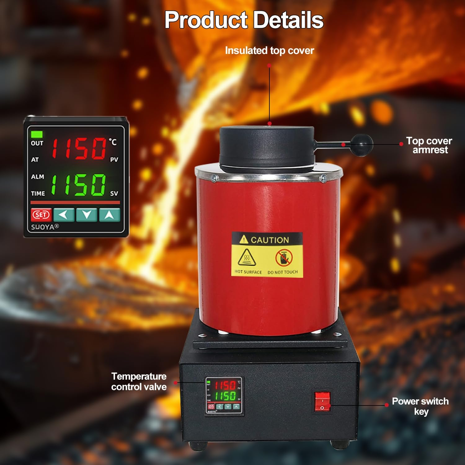 CHAOFLIGHT Gold Melting Pot 3KG Gold Melting Furnace Electric Metal Smelting Machine Resin Jewellery Making Tools for Assaying Gold, Silver, Tin, Aluminum image number 1