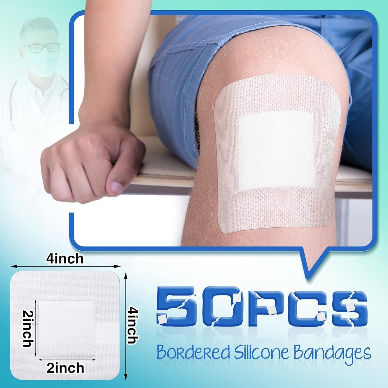 Wound Dressings Adhesive, 10 Pack Waterproof Sterile Dressing Pads Padding with Absorbent Patch, Individually Wrapped(10 X 10Cm) image number 2