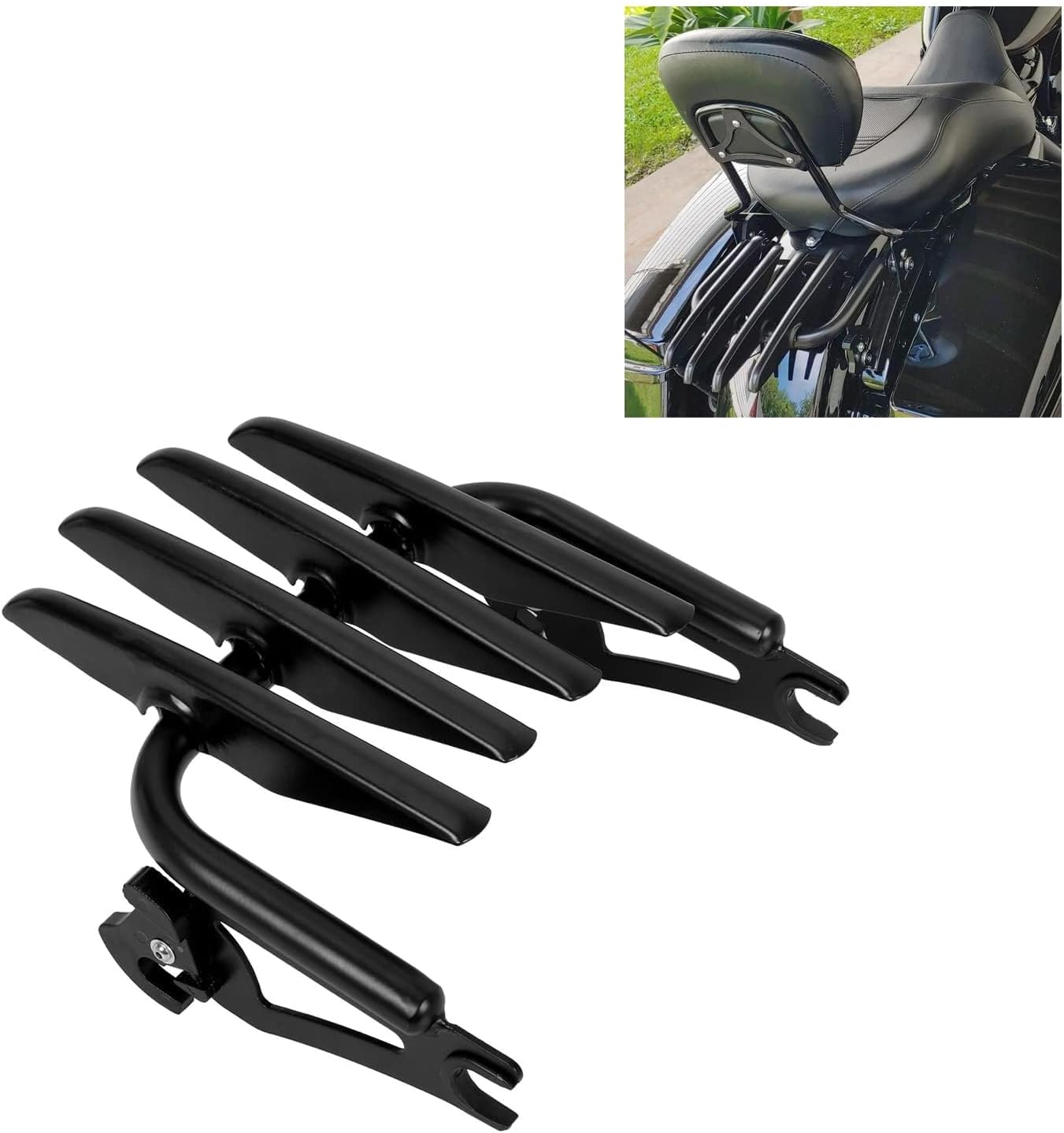 ECOTRIC Stealth Detachable Luggage Rack Compatible with 2009-2024 Harley Davidson Touring Models Street Glide Road Glide Road King Electra Glide FLHR FLTR Chrome