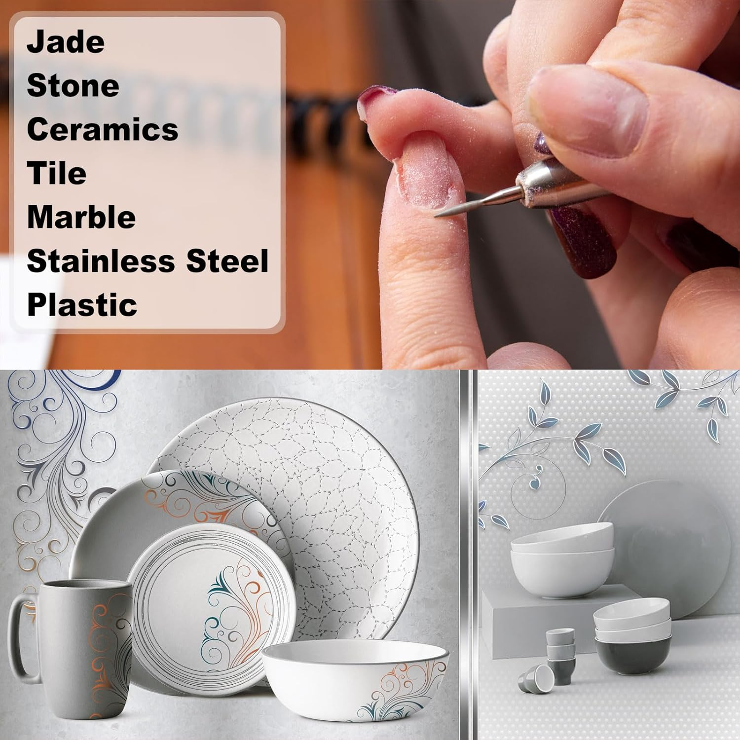 Sourcing Map 6Pcs 120-140 Grits Diamond Grinding Bit 2.2Mm Tapered Head 2.35Mm Shank 10Mm Length Titanium Plated Stone Sanding Drill Bits Rotary Tool for Nails Grinding Polishing image number 5