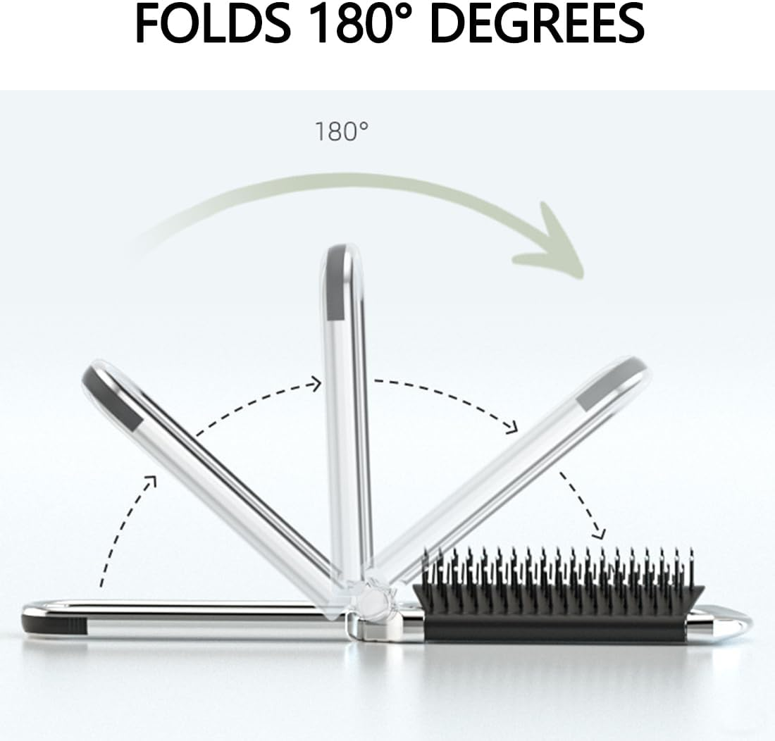 XYTAHDM Set of 2 Travel Hair Brush with Folding Mirror, Mini Travel Brush, Compact Massage Comb Hairdressing Tools for Gyms, Schools, Pools, Outdoor Places