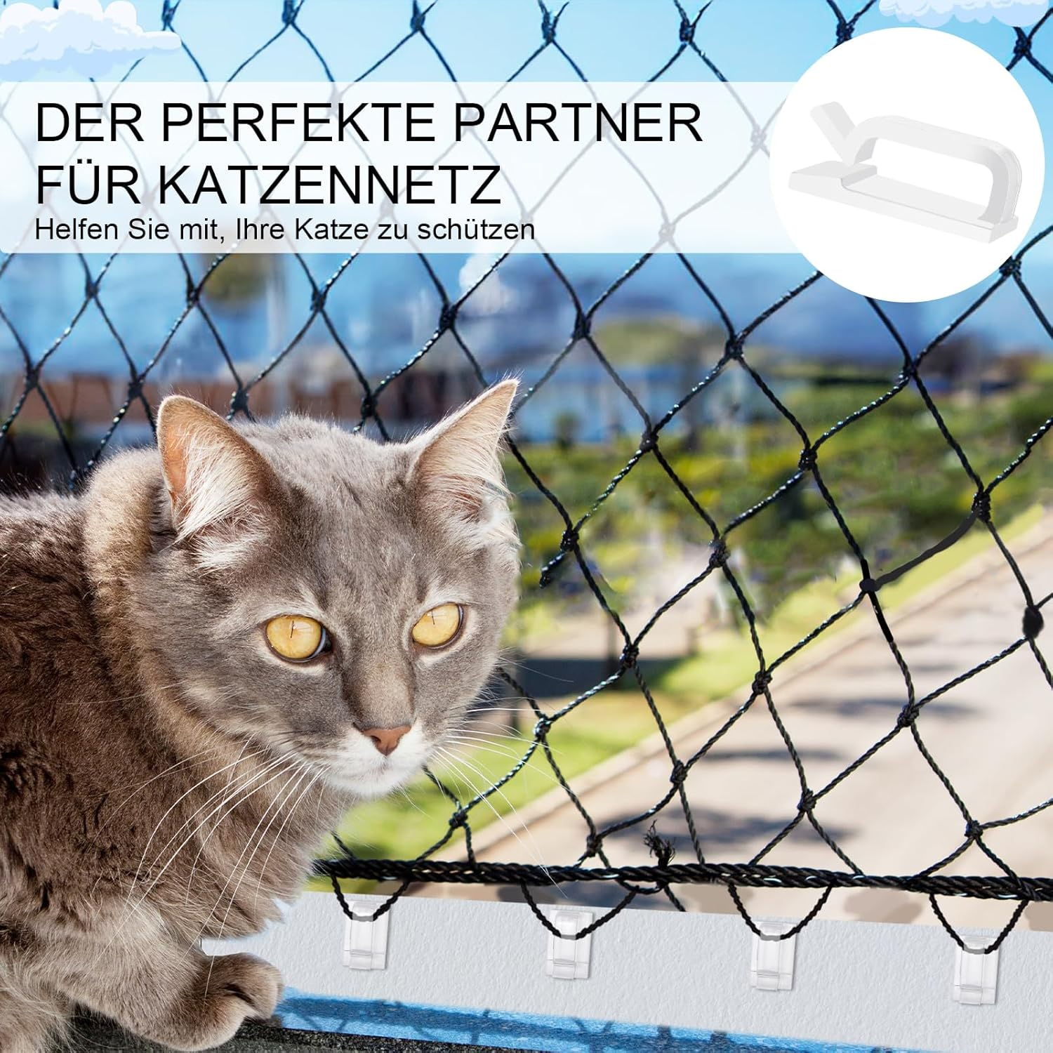 Thomp Adhesive Hooks and Silicone Adhesive Set of 50 for Attaching Cat Net for Balcony No Drilling Transparent Hook Mounting Adhesive Extra Strong 50 Ml Weatherproof Outdoor for Balcony, Window, Wall image number 4