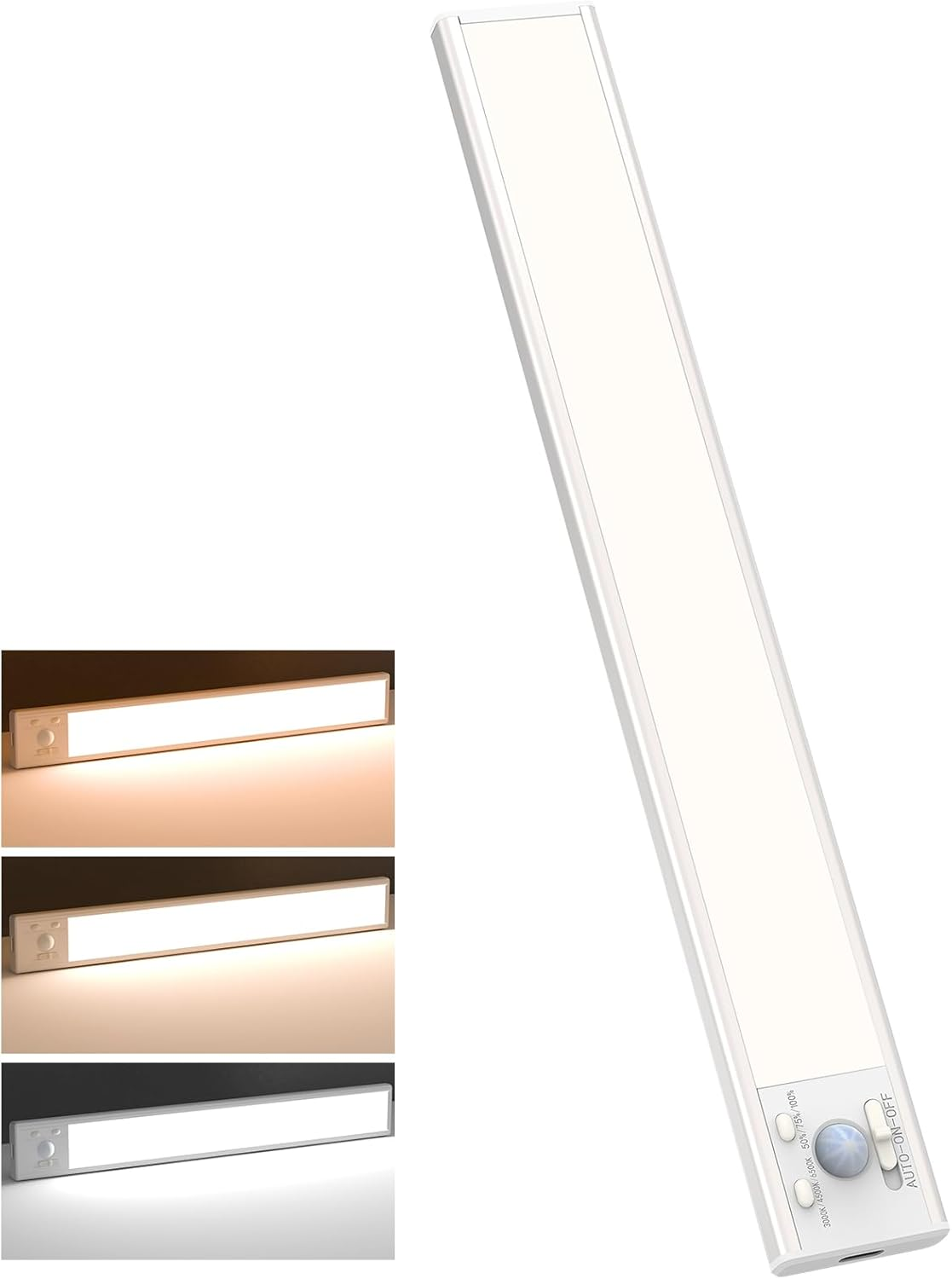 Slochi Cabinet Light with Motion Sensor, 3 Colours, 3000 K/4000 K/6500 K, Dimmable Under-Unit Light, Kitchen, Rechargeable Cabinet Lighting, 3 Modes Magnetic LED Light Strip for Cupboard, Shelves image number 4