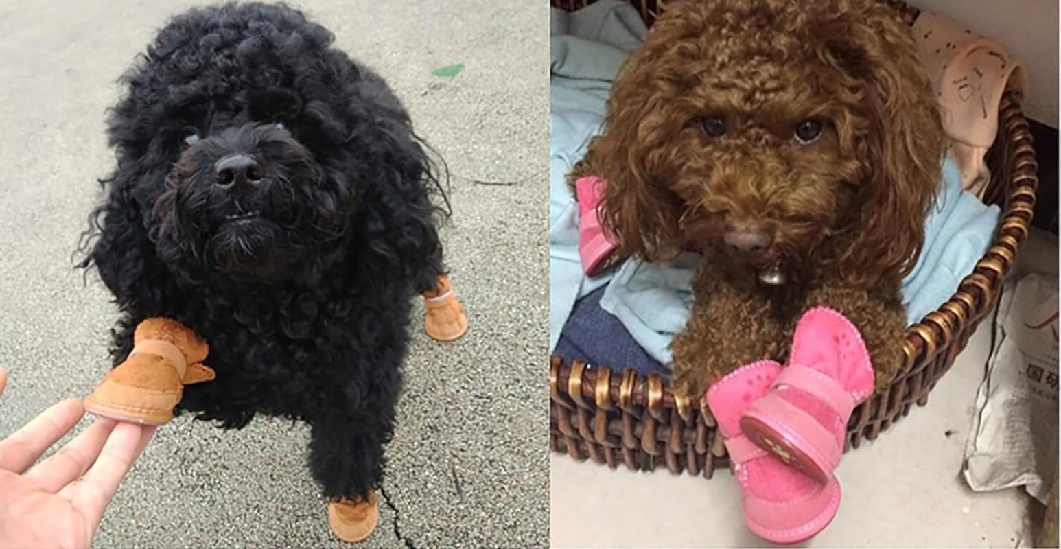 Small Dog Winter Booties, Cold Weahter Dog Shoes for Small Dogs, Boots for Cats, Set of 4 Pieces Snow Boots (Pink, 4) image number 3