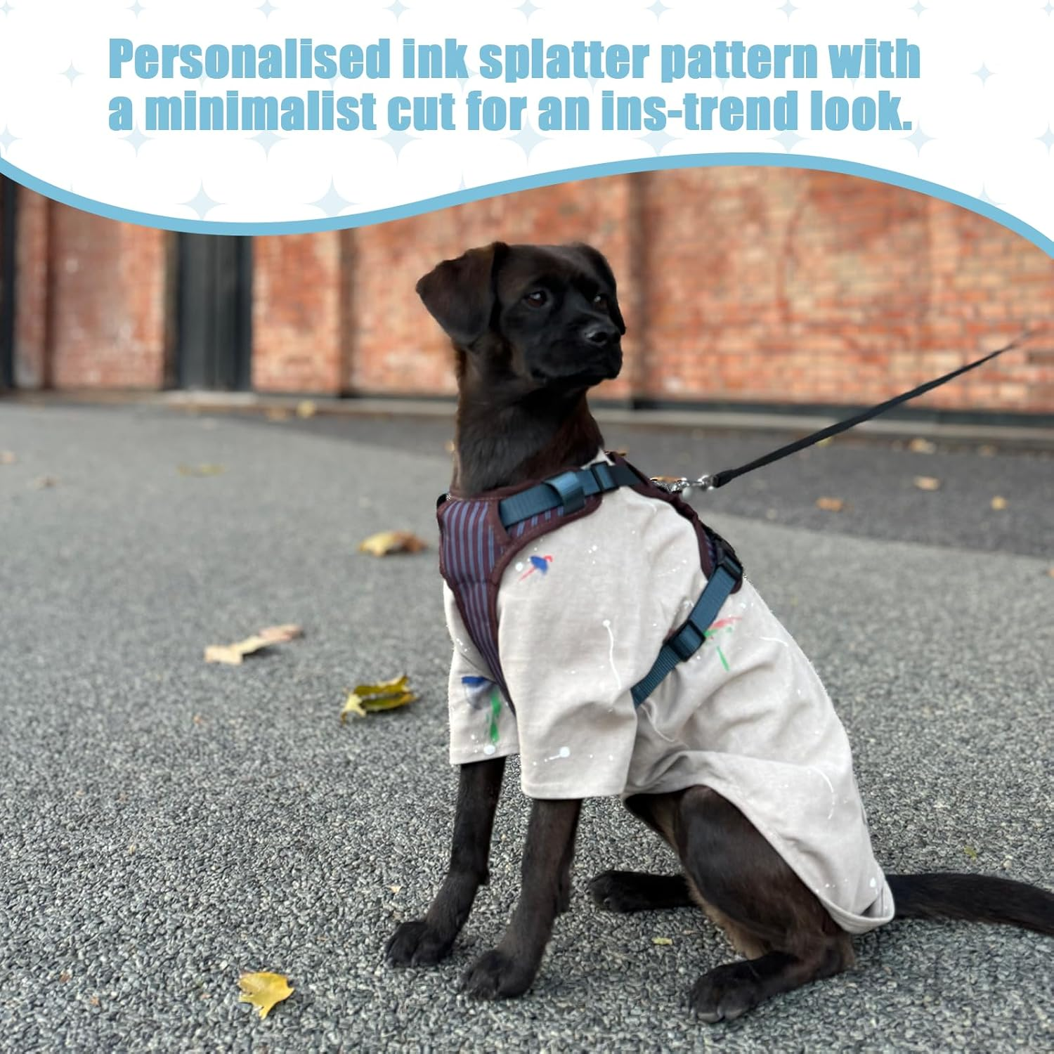 NILLOS Dog Jumper, 1 PCS Fashion Dog Vest for Small and Medium Dogs & Cats (Beige, XL) - Grey Ink Splash Pattern image number 7