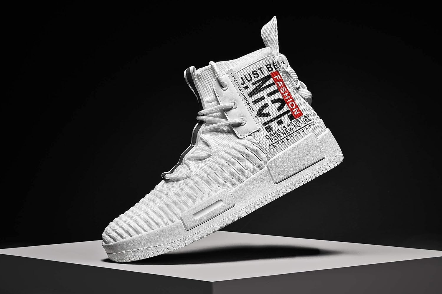 RUNMAXX Mens Fashion Walking Lace up High Top Shoes Stylish Running Athletic Casual Sneaker image number 4