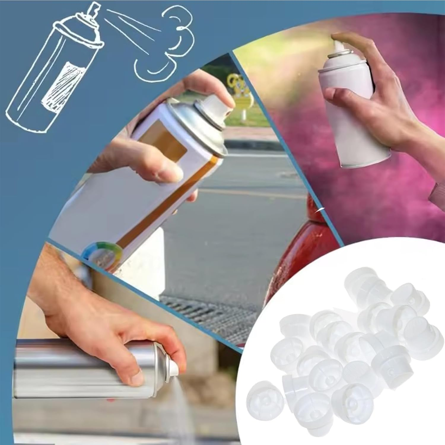 Spray Paint Caps, Aerosol Spray Can Replacement Cap Nozzle Tips Compatible Nozzles for Spray Paint 25Pcs image number 2