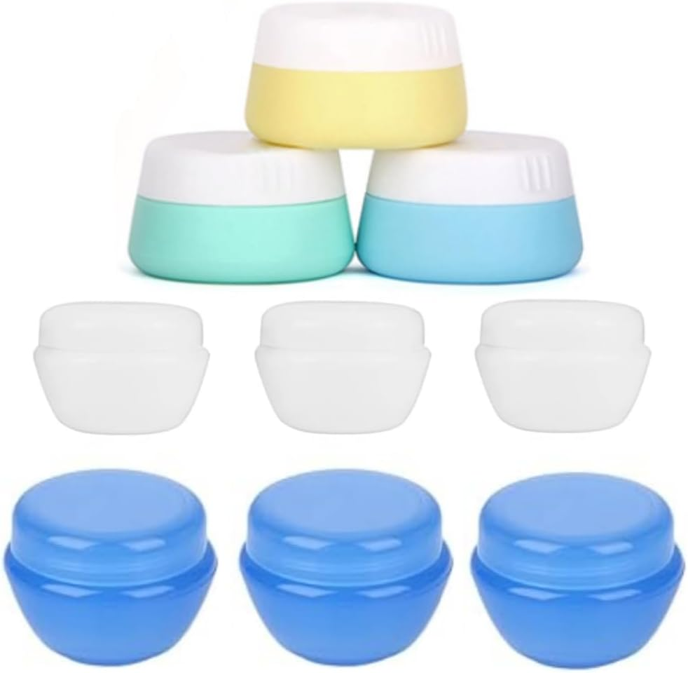 9 Pack Travel Accessories Bottles Containers Sets,Silicone and PP Refillable Small Travel Jars for Toiletries, Cream, Makeup Sample Containers,Hand Body Cream,Bpa Free Container(10Ml+20Ml) image number 1