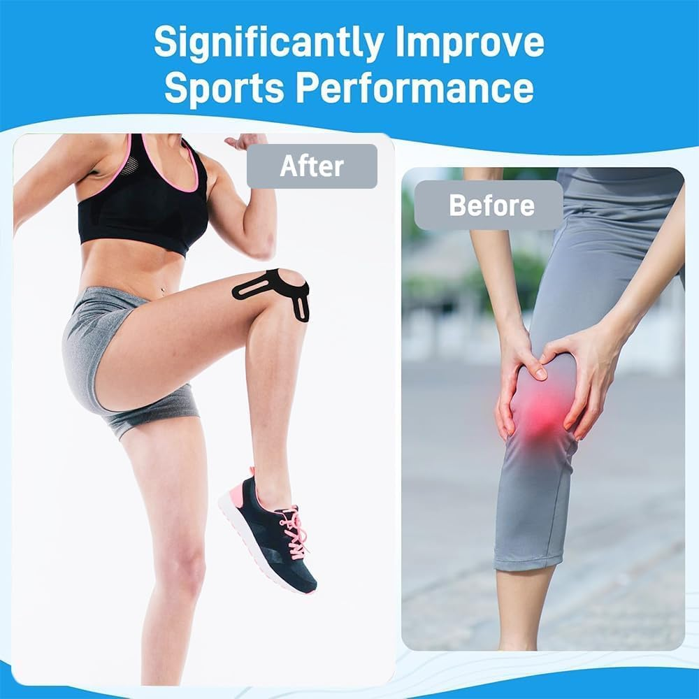 Breathable Precut Sports Athletic Strips Tape Knee Support Stickers, 10Pcs Elastic Athletic Strips Knee Support Patch Stickers, Precut Kinesiology Tape for Knees, Khaki image number 1