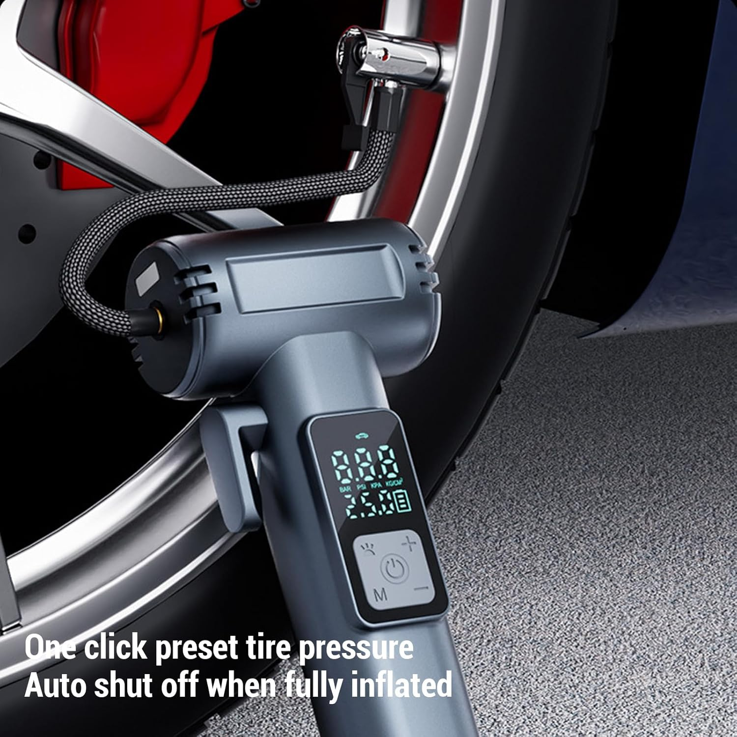 Cordless Tire Inflator Air Compressor, Handheld Air Pump for Cars Motorcycles Bikes Sport Balls, Window Belt Cutter Smart Air Pump for Car Motorcycle Ball Bike image number 5