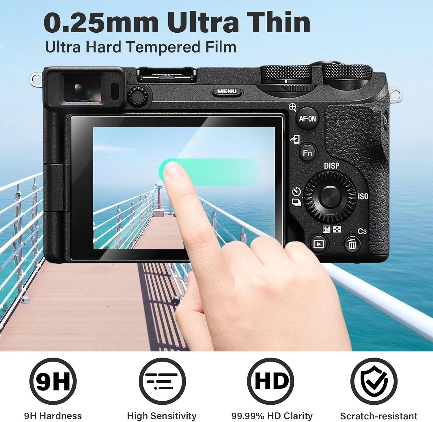 VOVMOEYA 【3Packs Screen Protector+1Pcs Anti-Loss String Screen Protector for Sony A7R5//A7R V/Alpha 7R V,For Sony A1 Mark Ii/A1M2/Alpha 9 III/A9M3/ILCE-9M3 Tempered Glass Film,0.25Mm 9H Anti-Scratch image number 5