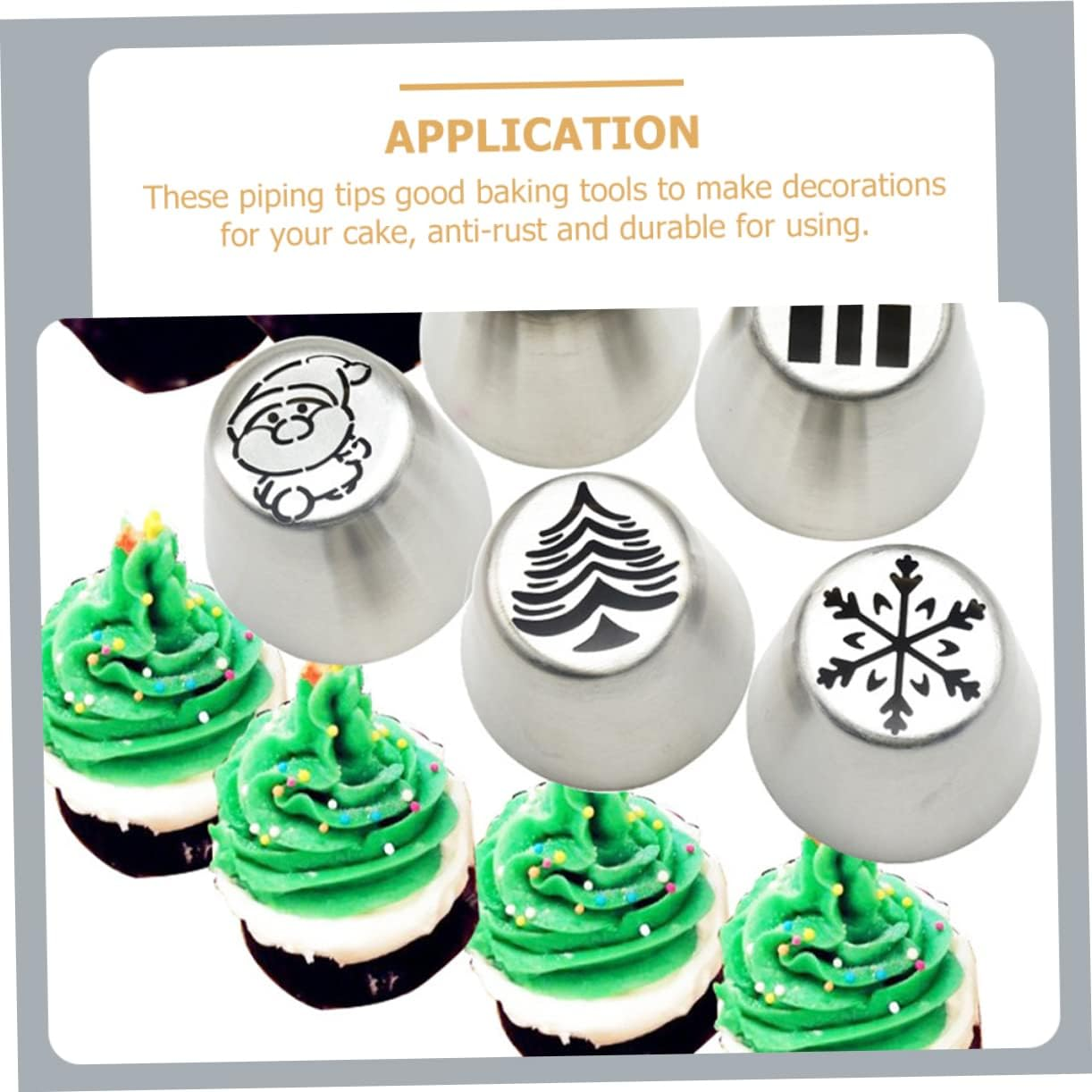 5Pcs Stainless Steel Decorating Nozzle Piping Tips Kit for Cake Christmas Piping Tip Baking Supplies for Cupcake Cake Home Decorations image number 1