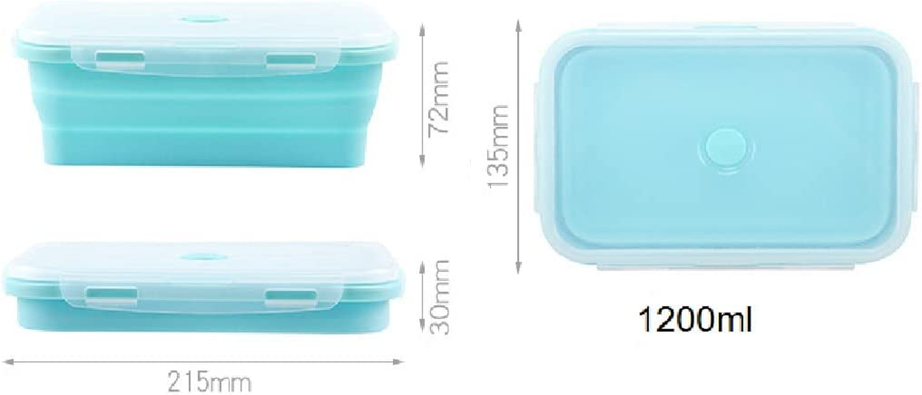 Trrcylp 3Pack Collapsible Silicone Food Storage Containers with Lid Foldable Lunch Bowls for Microwave Freezer Dishwasher Safe (1200Ml Rectangle) image number 3