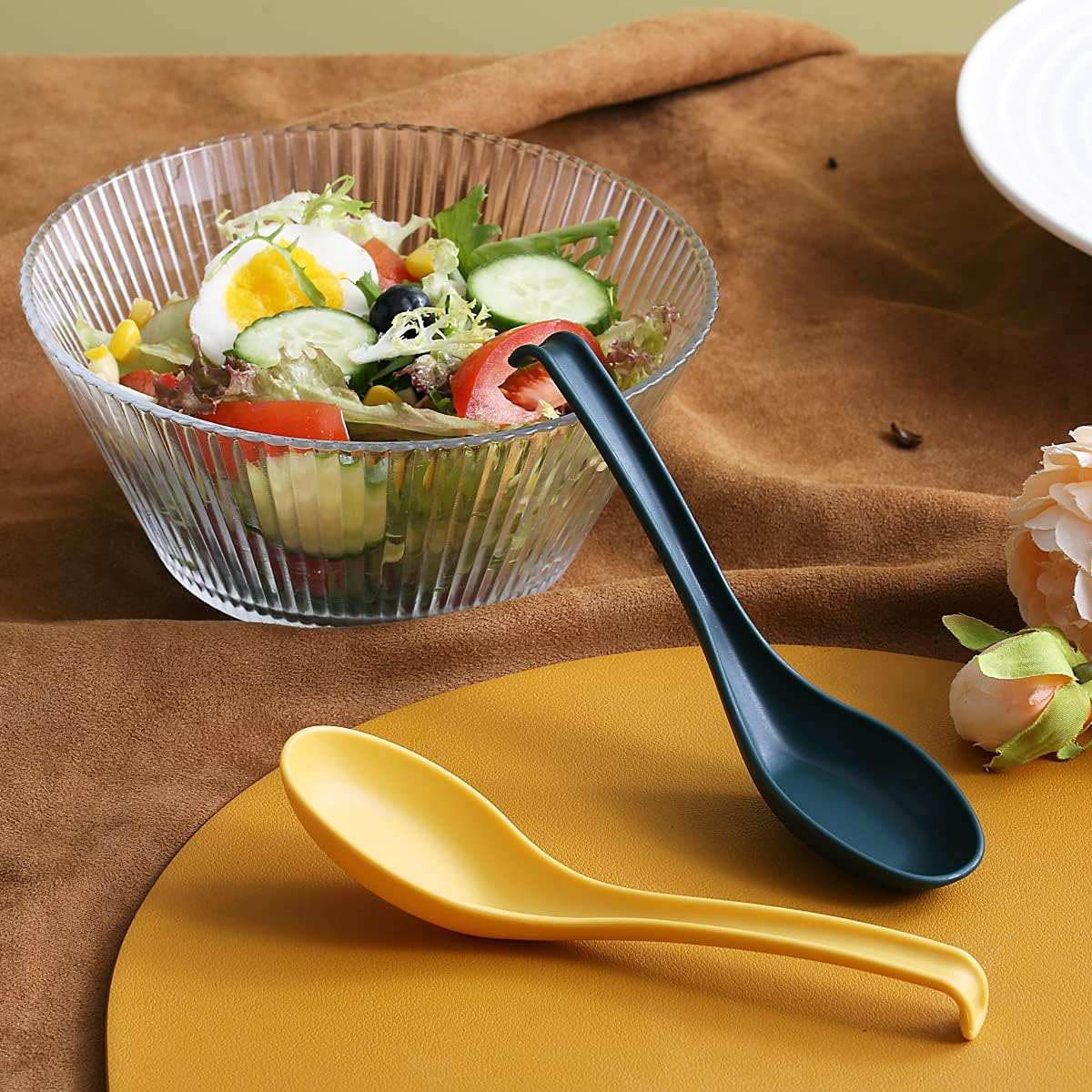 Evanda Plastic Soup Spoon of 12 Pieces, Unbreakable Reusable Dinner Spoon for All Purpose and All Age Microwave Safe BPA Free Dishwasher Safe (Mix Color) image number 3