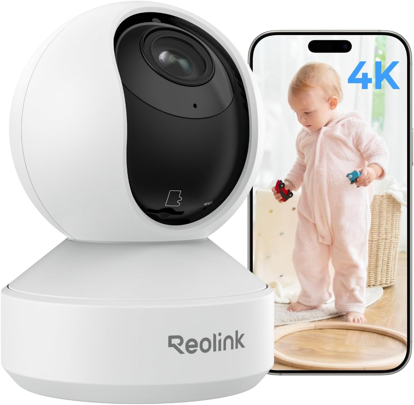 Reolink Wireless Security 8MP Camera Indoor PTZ, Pan Tilt 3X Optical Zoom 2.4 / 5Ghz Dual-Band Wifi, Motion Detection CCTV IP Cam for the Baby, Elder, Pet | E1 Zoom-White image number 1