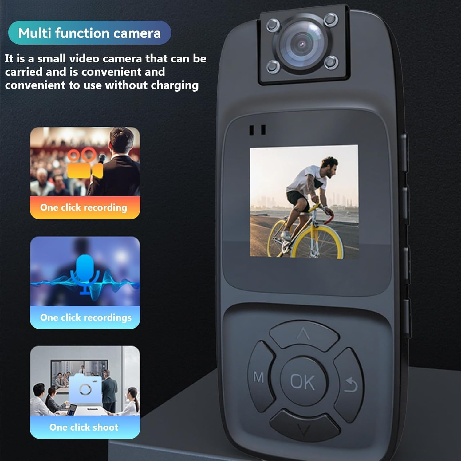 7JI 4K HD Body Camera Video Recorder with 180&deg; Rotation Lens and Wifi for Real-Time Viewing, 128GB Memory, and Infrared Night Vision Cam, Ideal for Outdoor Security, Law Enforcement, Travel.(4K-128G) image number 6