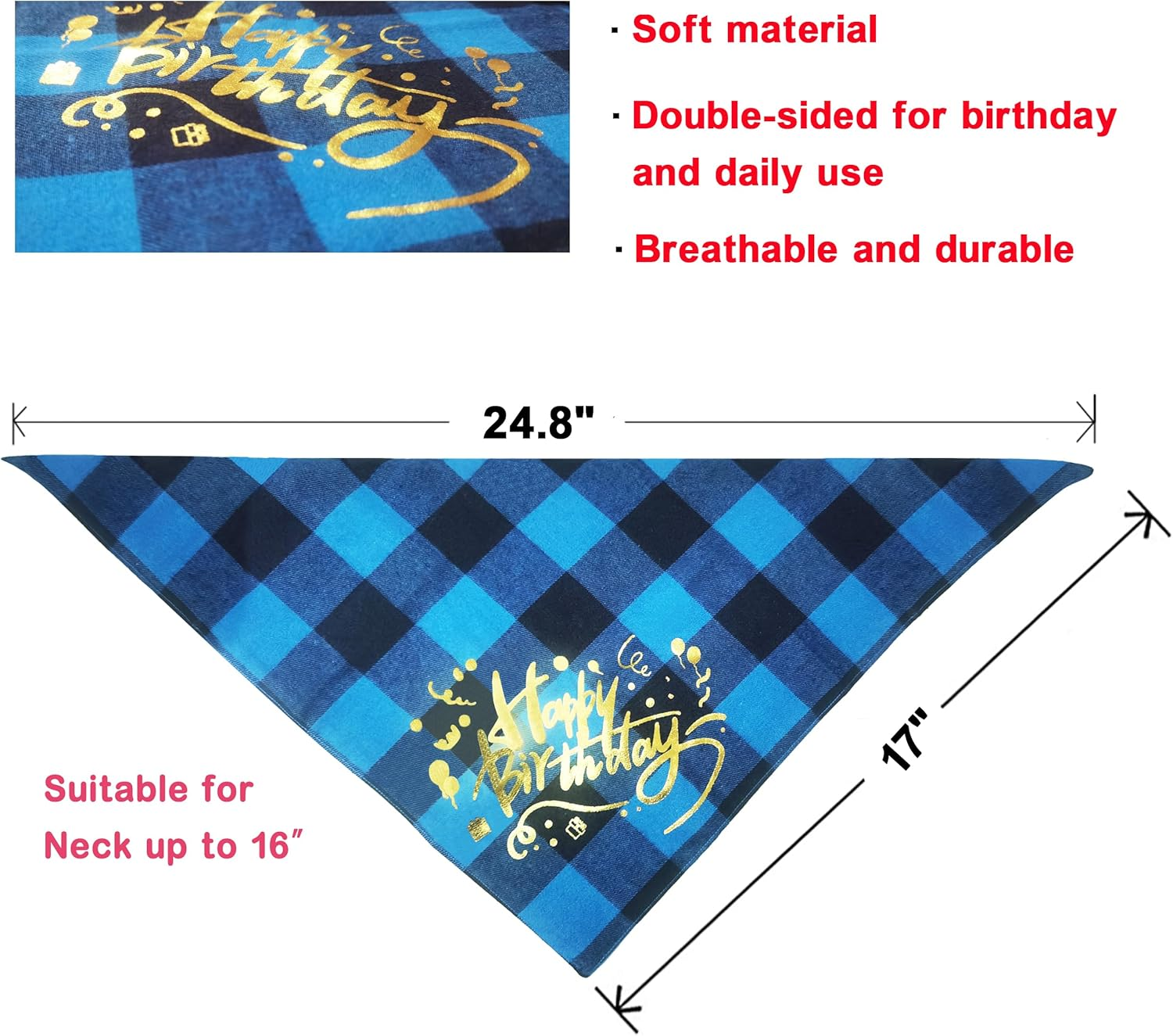 POSAPET Dog Bandana Hat Set for Birthday Party Supplies,Dog 1St Birthday Party Supplies,Dog 1St Birthday Hat Scarf Happy Birthday Banner,Dog Birthday Hat with Numbers for Small Medium Dogs Pets image number 5