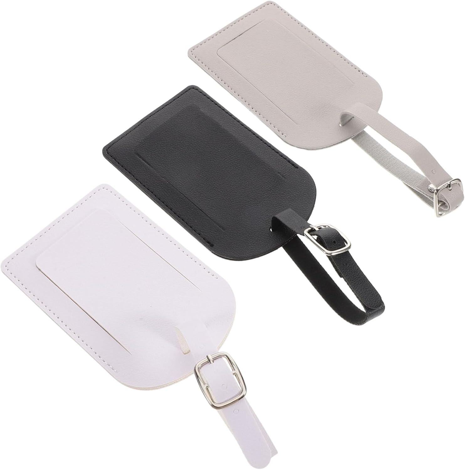 GAROZATION 3Pcs Pu Leather Luggage Tags for Suitcases Privacy Protection Travel Bag Labels Classic Baggage Id Tags for Travel image number 4