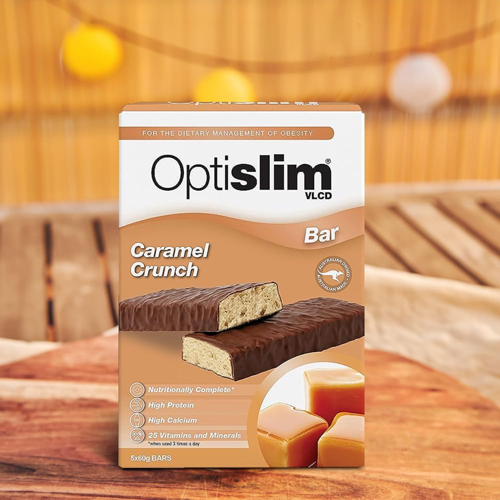 Optislim VLCD Meal Replacement Bar, High Pure Protein Bar, Low Carb Healthy Diet Snack, Low Sugar Snacks with 25 Vitamins & Minerals, Caramel Flavor, 5 X 60G image number 3