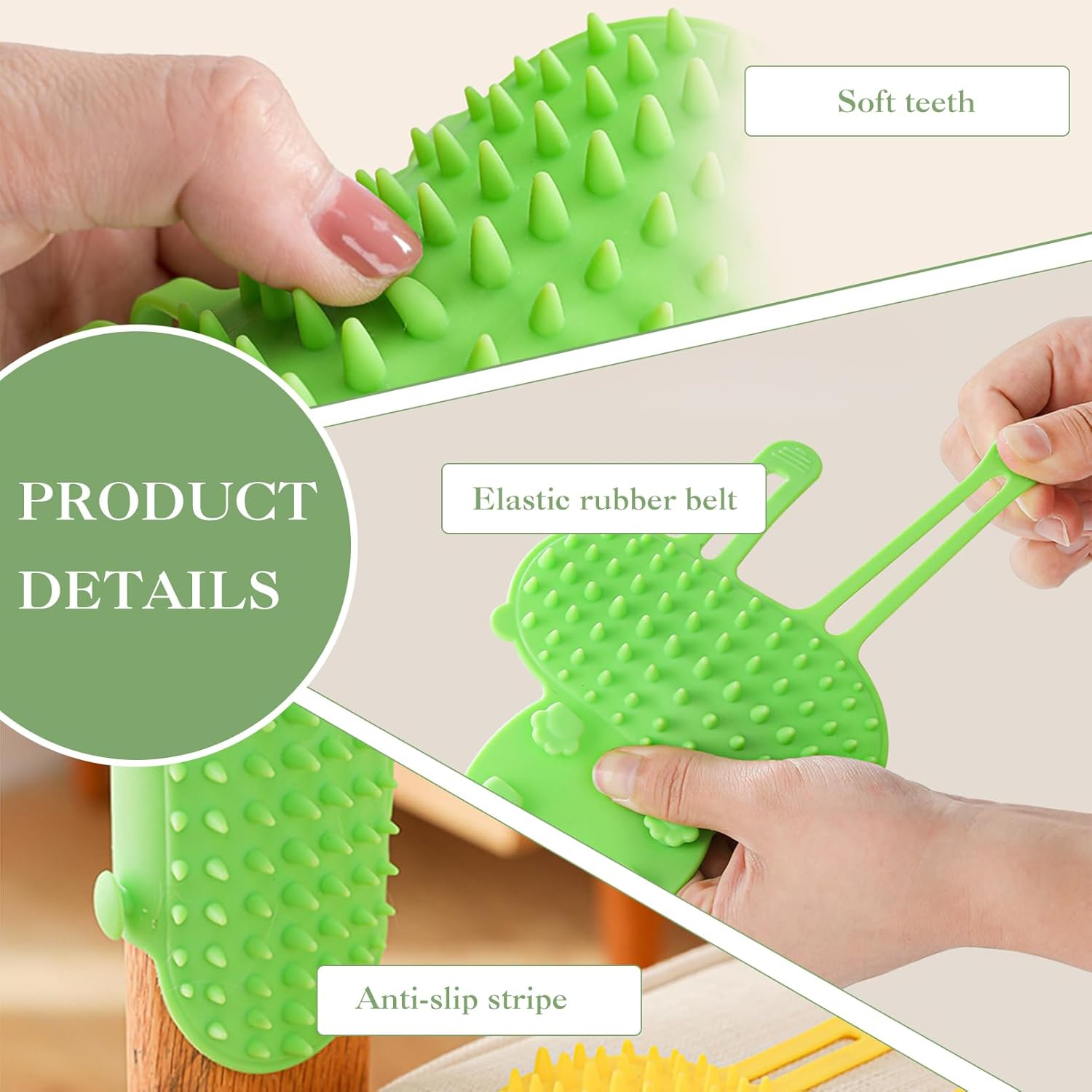 3 Pcs Cat Self Groomer Brush,Soft Silicone 2-In-1 Cleaning Pet Brush,Pet Tickling Massage Brush for Short Long Haired Cat and Dog,Cat Face Scratchers for Table Legs Climbing Frame image number 4