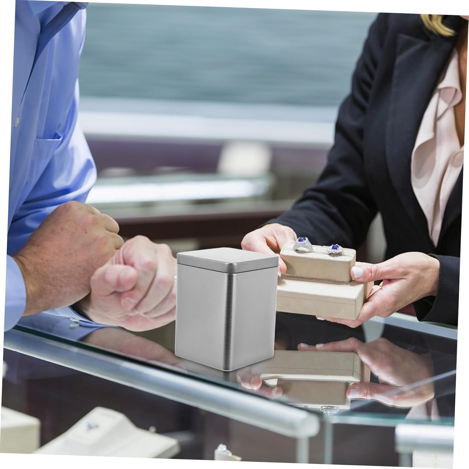 3Pcs Mini Metal Tea Storage Can Packaging Box Portable Wrapping Container Multi-Purpose Can for Home Shop Tea Store Use Silver Color image number 3