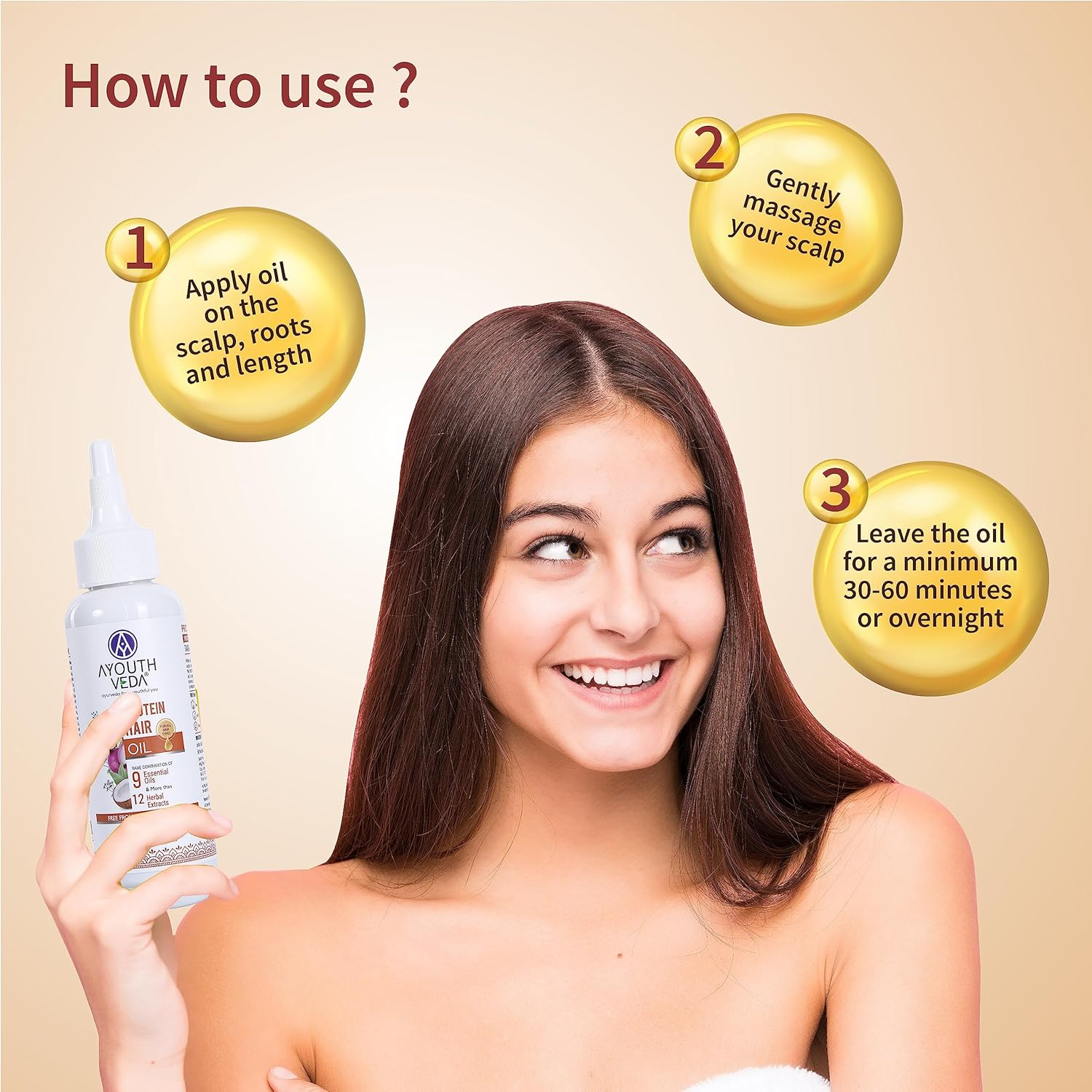 Ayouthveda Protein Hair Oil for Healthy Hair Growth and Deep Nourishment | Fights Dandruff Control Hair Breakage & Hair Fall | Blend of Essential Oil & Herbal Extracts - 100 Ml (Pack of 1) image number 4