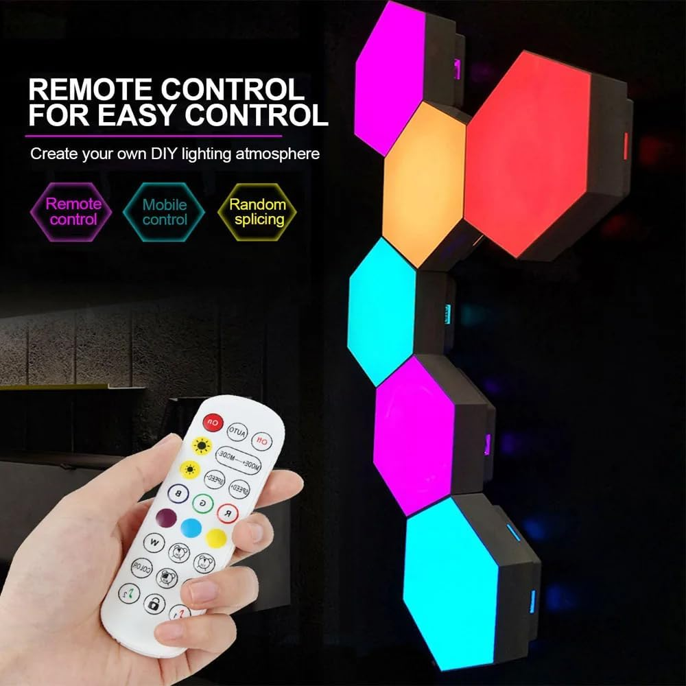 Uantii Smart Hexagonal Lamp,Bluetooth RGBIC LED Panel Light Smart Night Light Gaming Light with Bluetooth App Control (10)