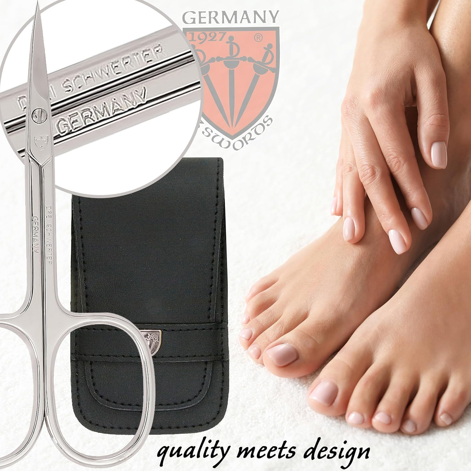 3 Swords Germany - Brand Quality 5 Piece Manicure Pedicure Grooming Kit Set for Professional Finger & Toe Nail Care Scissors Clipper Genuine Leather Case in Gift Box, Made in Solingen Germany (71103) image number 4