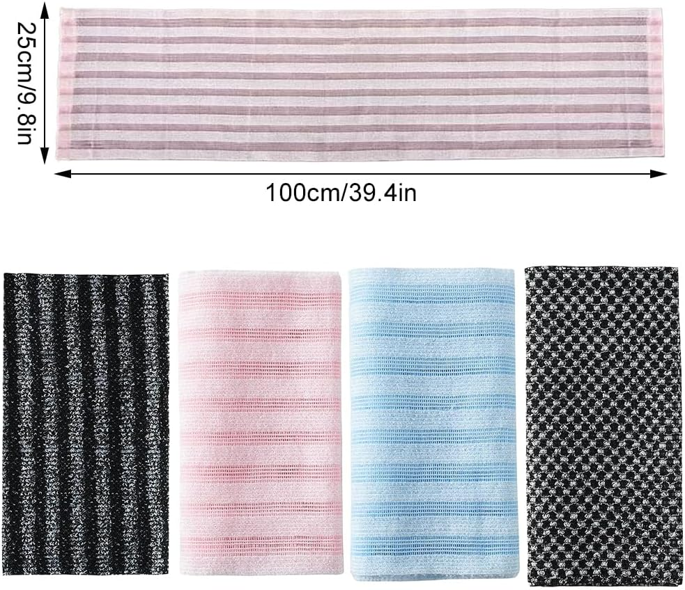 WUISOLQP 2Piece Loofah Sponge Extra Long Exfoliator Bath Towel, Antibacterials Shower Towel for Extra Hygiene Shower Sponges for Men Polyester, D - B image number 2