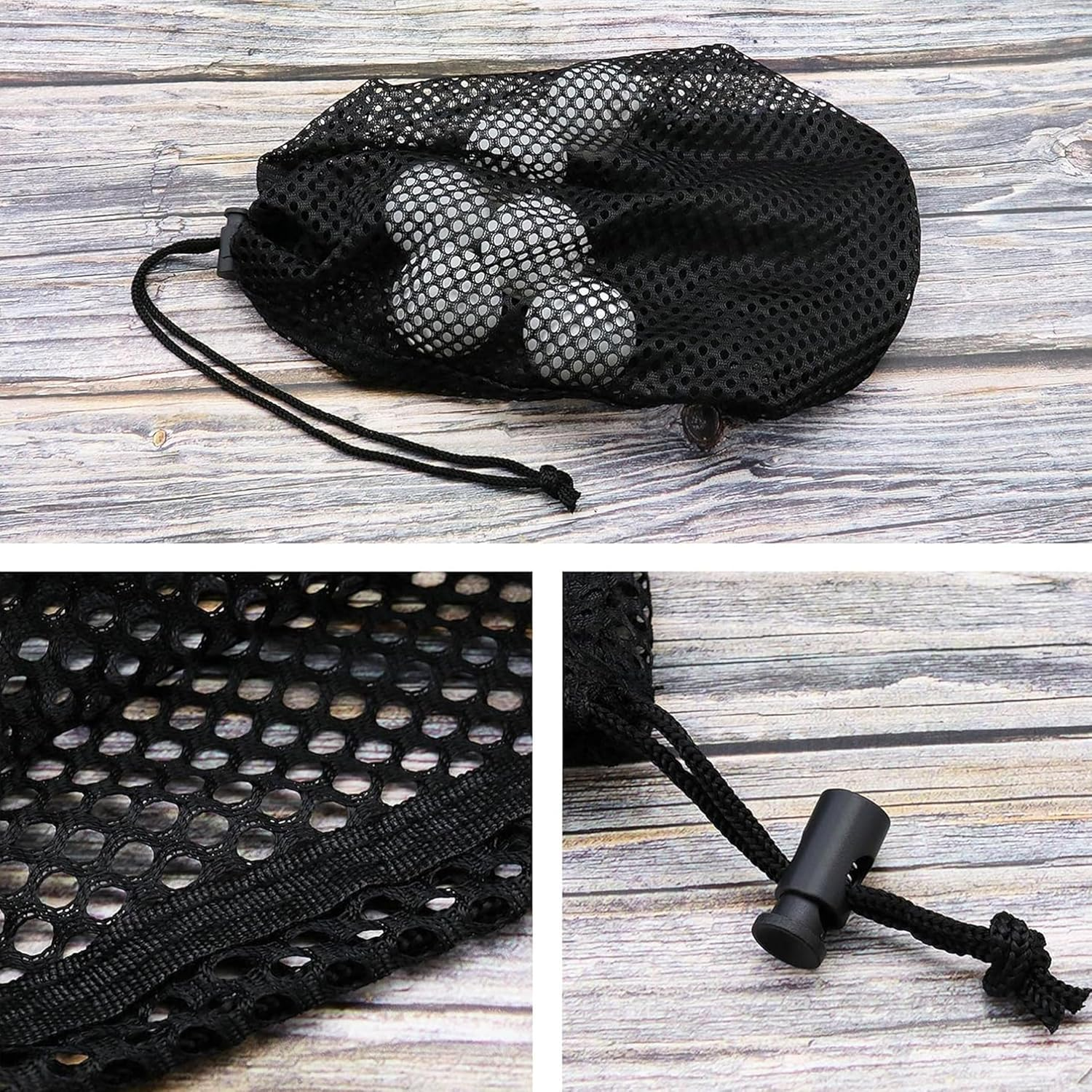Durable Nylon Mesh Golf Ball Storage Bag， Holds 48-56 Balls, Perfect for Practice and Training image number 2
