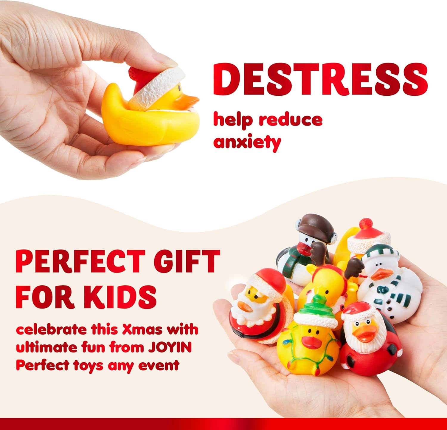 JOYIN 24 PCS Christmas Ducks for Christmas Stocking Stuffers, Xmas Rubber Duck Bath Toys for Kids Gift, Christmas Party Favor Novelty Duckies for Boys, Girls and Toddlers