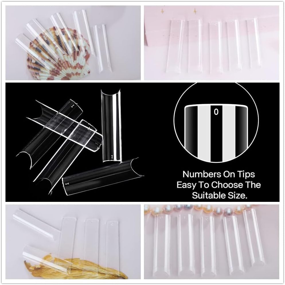 UNA GELLA Nail Tips Square XXL 120 PCS No C Curve Gel Tips Extra Long Square Straight Nails Half Fake Nail Tips No Trace for Acrylic for Home DIY with Box image number 4