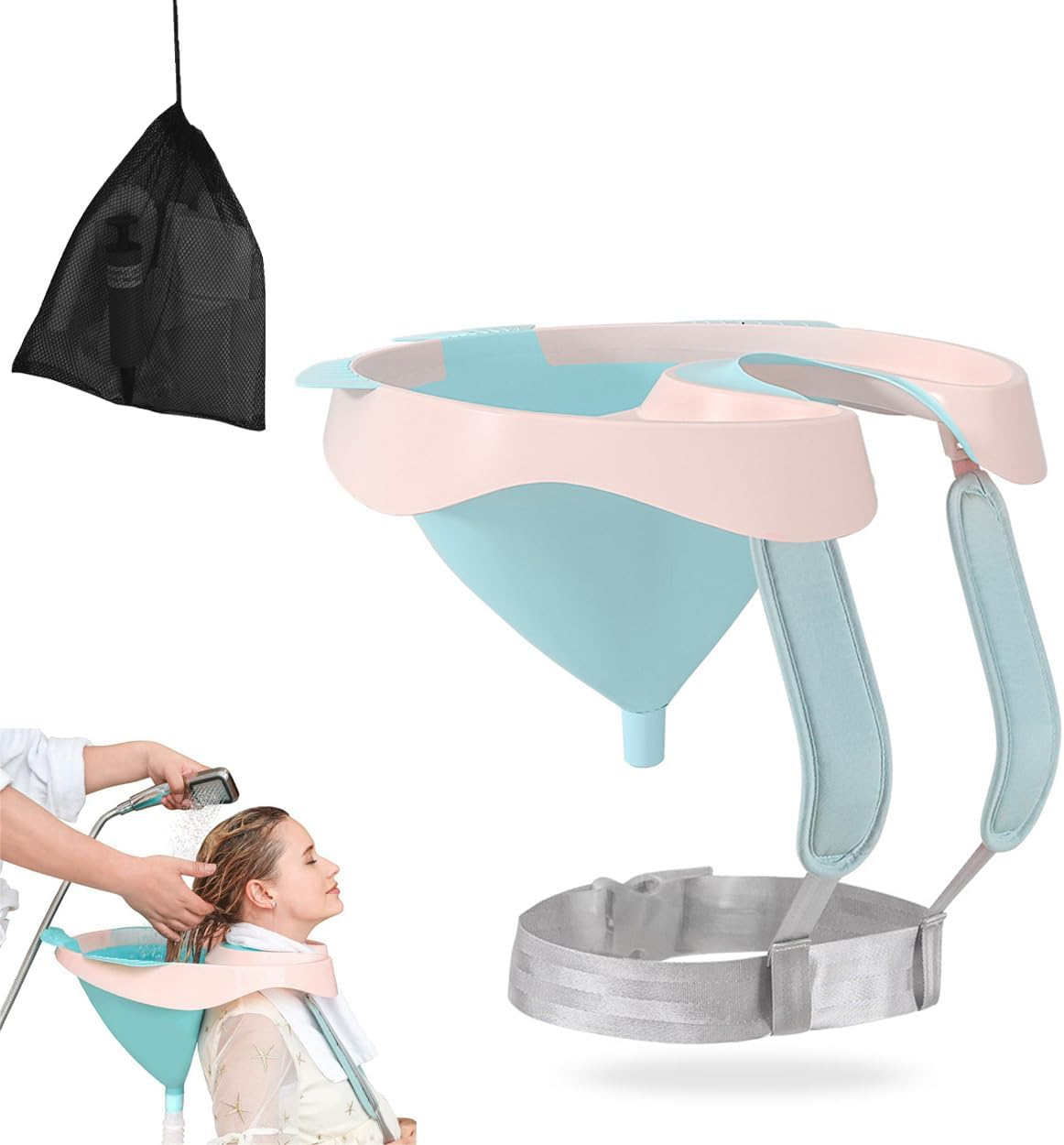 Portable Foldable Shampoo Basin, Self-Service Hair Washing Basin for Elderly, Pregnant Women, Patient, Disabled People image number 3