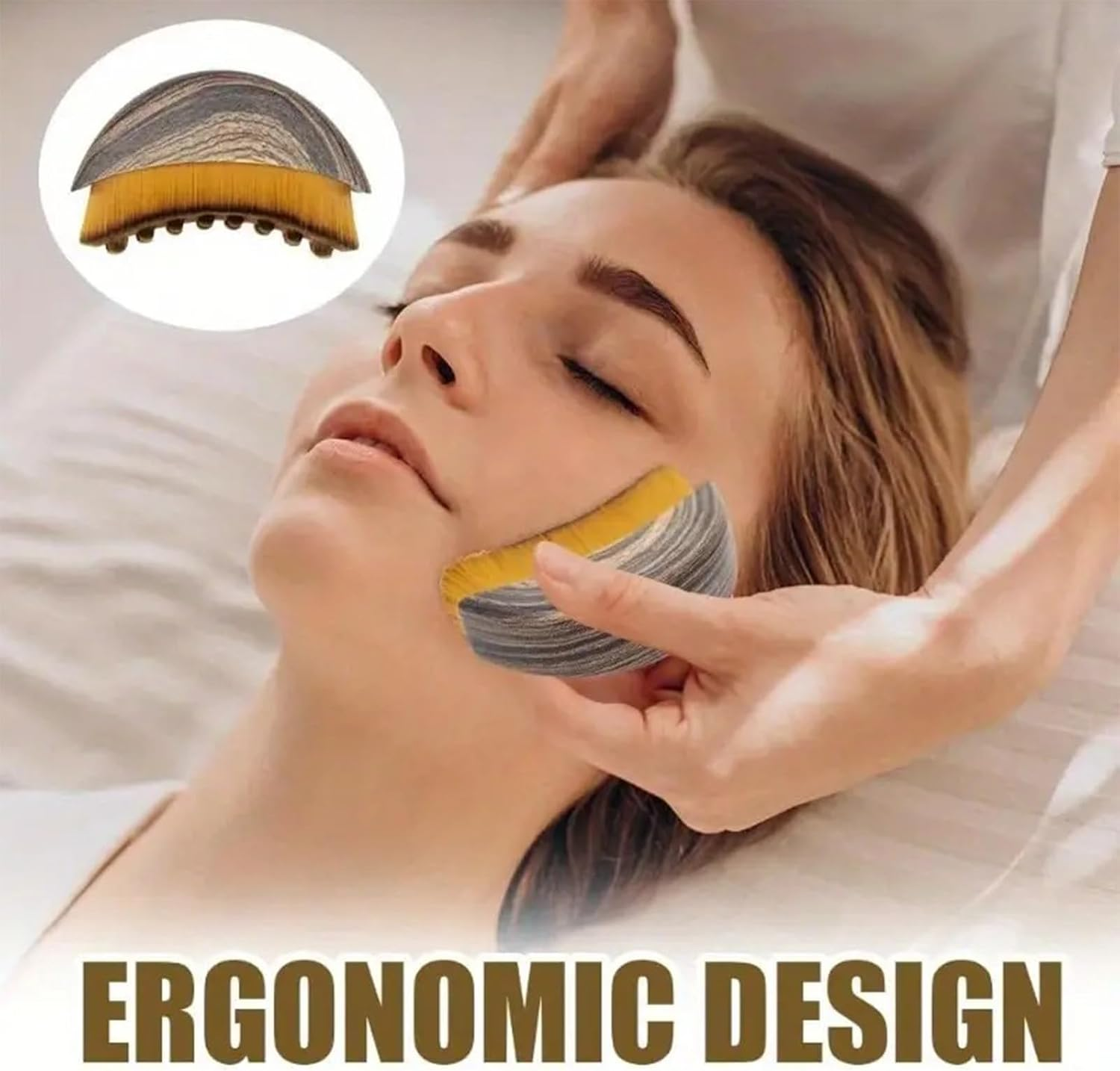 JANGJANG Dry Brushing Face Brush, Lymphatic Face Brush for Facial Massage, Ergonomic Contoured Brush to Stimulate Lymph Flow, Reduce Puffiness, Relieve Tired Muscles, Suitable for All Skin Types image number 5