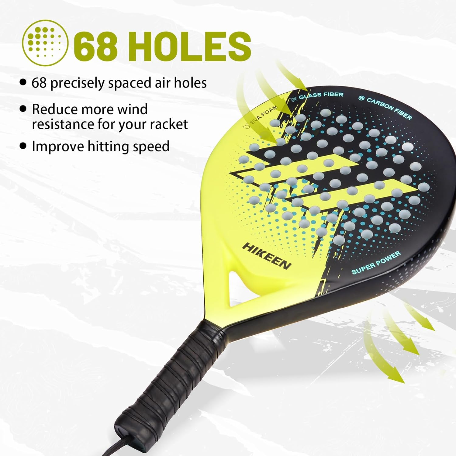 Hikeen Padel Racket Carbon Glass Fiber with EVA Foam Core, Padel Racket Durable and Well-Balanced Paddle for Beginners and Intermediate Player, with Carry Bag and Tennis Balls image number 4