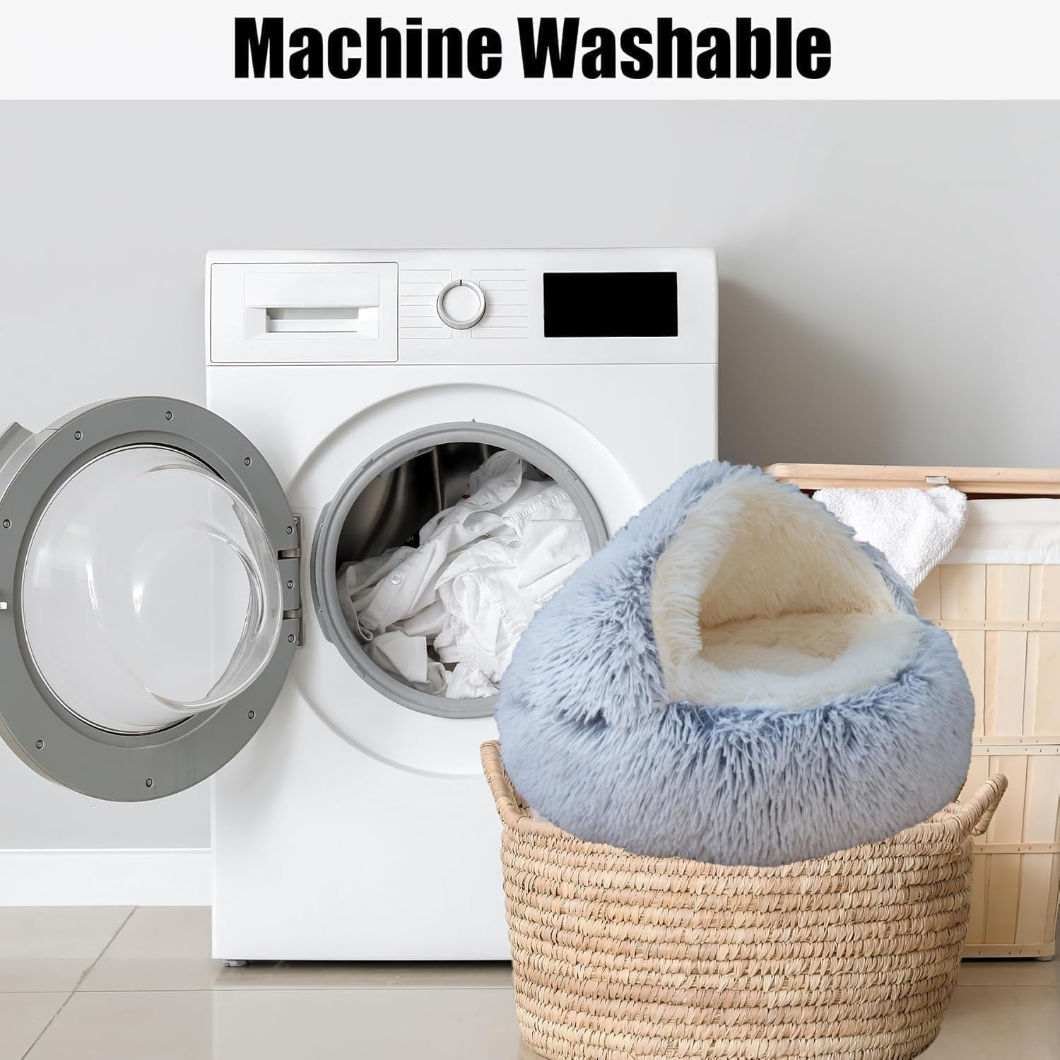 Cat Cave Bed Plush Calming for Indoor Cats Puppy, Cat Bed with Cover Cave and Thick Faux Fur, Reinforced Base for Small Pets, Machine Washable Pet Cozy Bed Cave with Non-Slip Bottom (25.6X 25.6Inch) image number 1