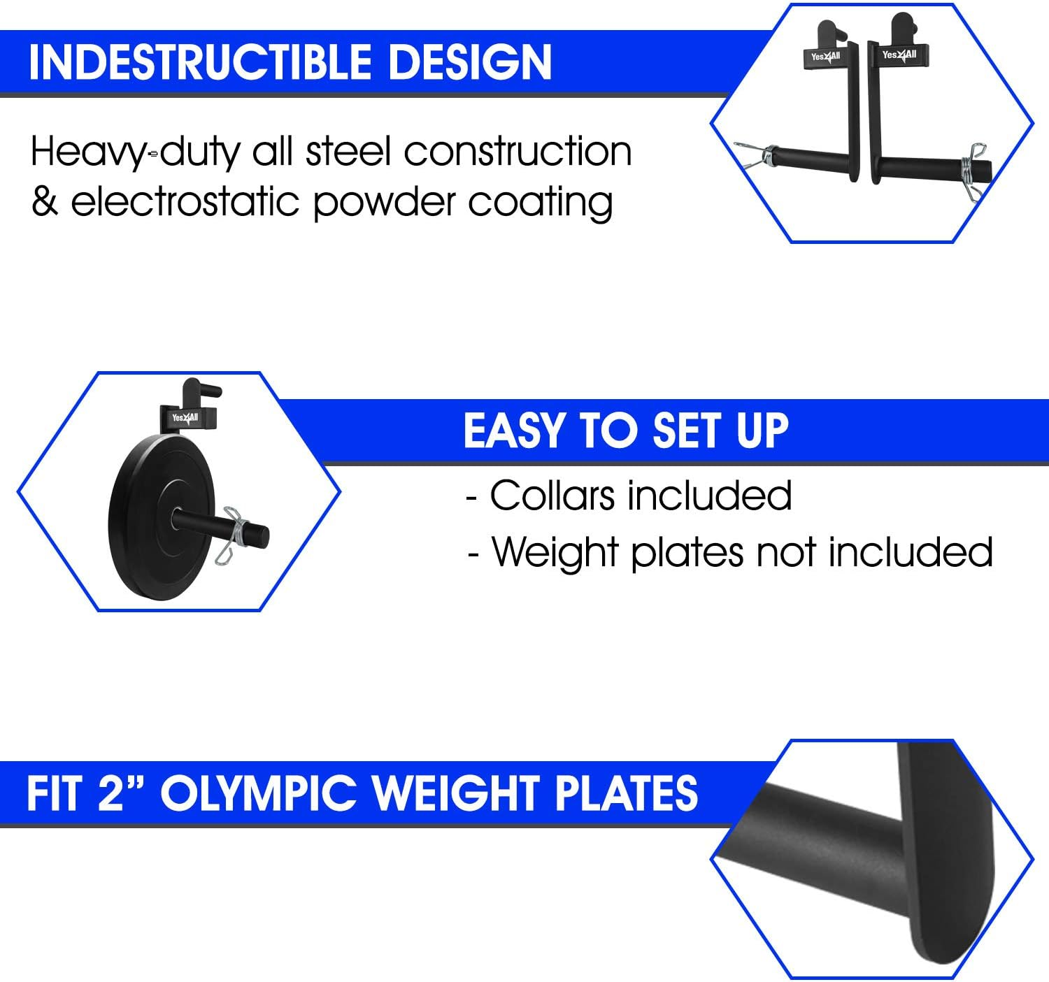 Yes4All Farmer Walk Handles for Grip Strength & Body Building Workouts (Pair) image number 1