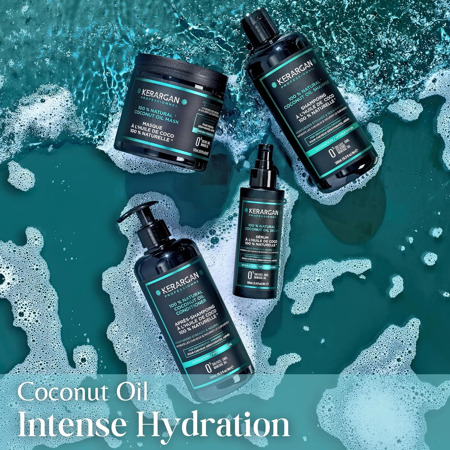 Kerargan - Hair Mask with Coconut, Argan and Chamomile Oil to Deeply Nourish Your Hair and Moisturise - for Dry and Brittle Hair - No Sulphates, Parabens and Silicone - 500 Ml image number 4