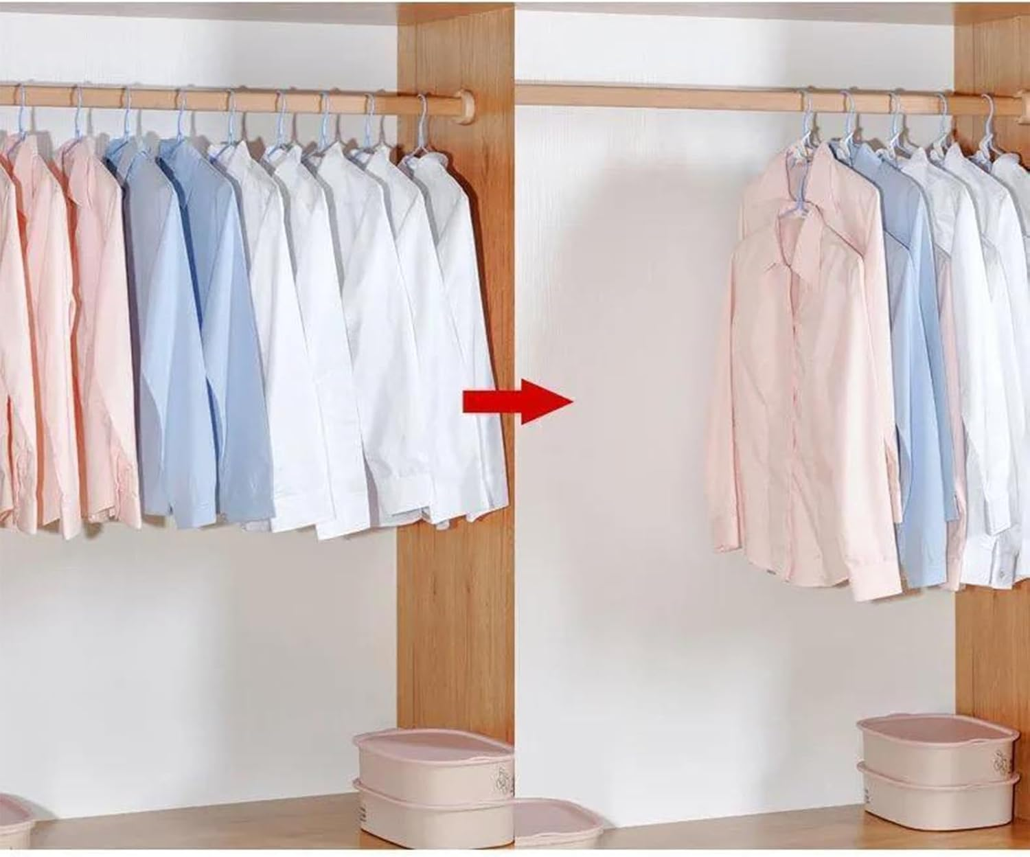 100 Pack Space Saving Hangers - Multi-Functional Stackable Coat Hanger Connectors | Thick Plastic Hooks for Wardrobe Organiser (Green, Kids/Baby Closet Friendly) image number 4