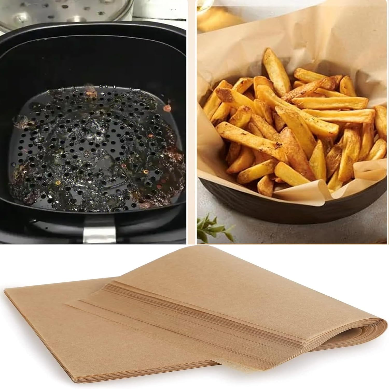 100 Pcs Unbleached Parchment Paper Baking Sheets, 8X12 Inch Precut Non-Stick Parchment Sheets for Air Fryer, Oven, Bakeware, Steaming image number 6