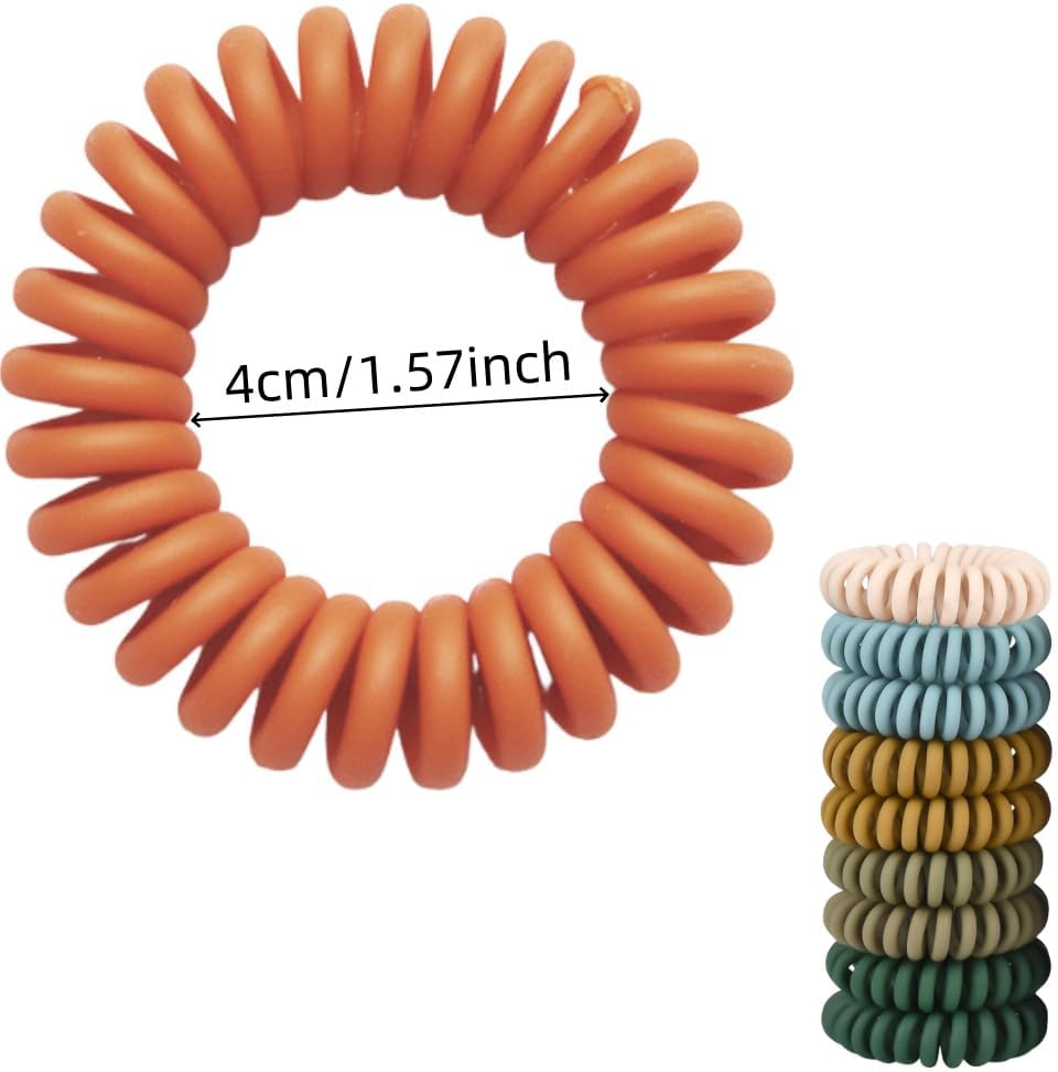 Aknebriax 20Pcs Spiral Hair Ties, Elastic Hair Ties for Women， Matte No Crease Spiral Hair Coils, Telephone Cord Hair Ties for Thick or Thinning Hair(Colour Mix) image number 2