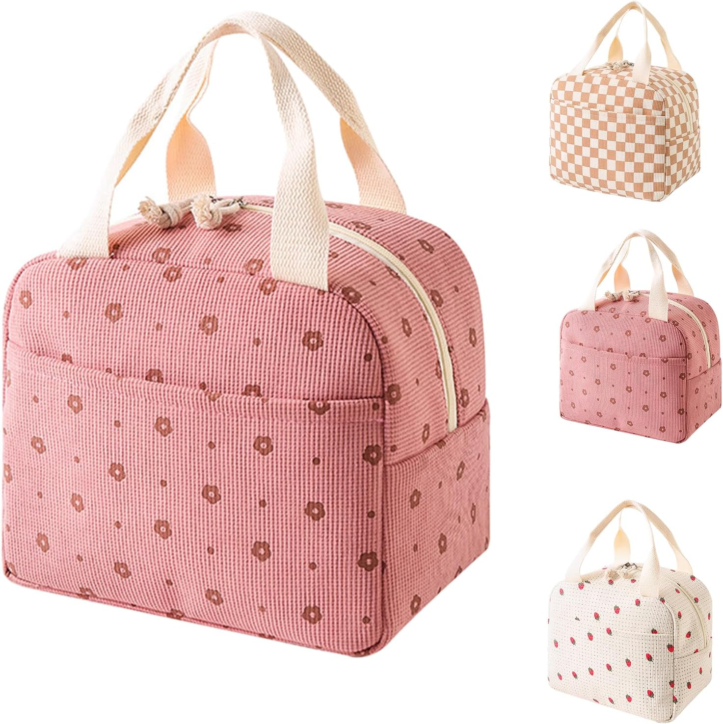 Lylilidy Insulated Lunch Bag Women, Large Pack Lunch Bags, Lunch Bags Cooler Tote for Kids, Leakproof Ladies Bento Bag for Work, School, Picnic(Coffee Check)